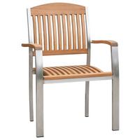 STAPELSESSEL KEROS - Silberfarben/Naturfarben, MODERN, Holz/Metall - Gardenson