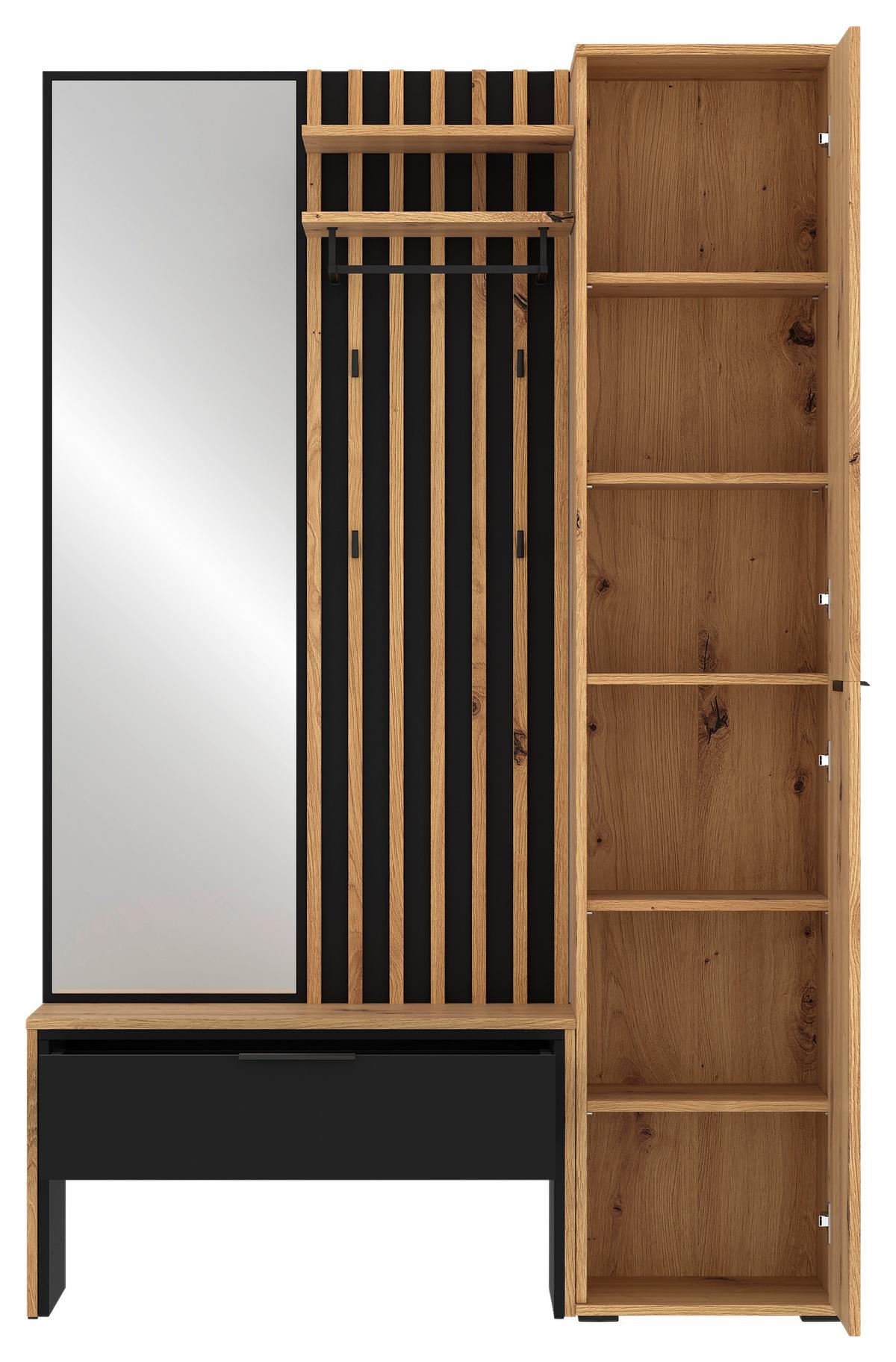 Predsoblje Madera - crna/hrast artisan, Trendi, pločasti materijal (122/190/38cm) - Modern Living