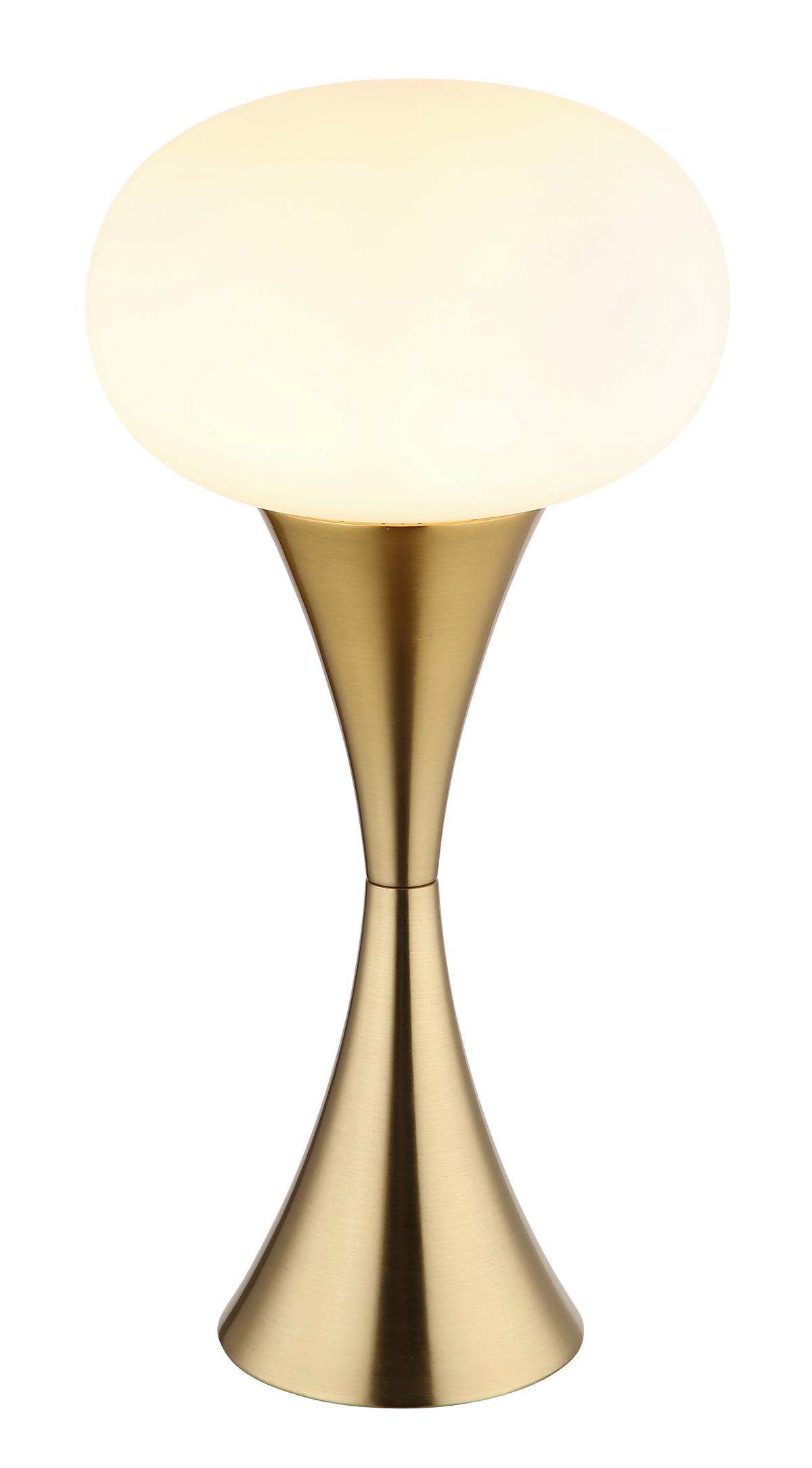 TISCHLEUCHTE 21027M - Messingfarben/Opal, Design, Glas/Kunststoff (18/36,9cm) - Globo