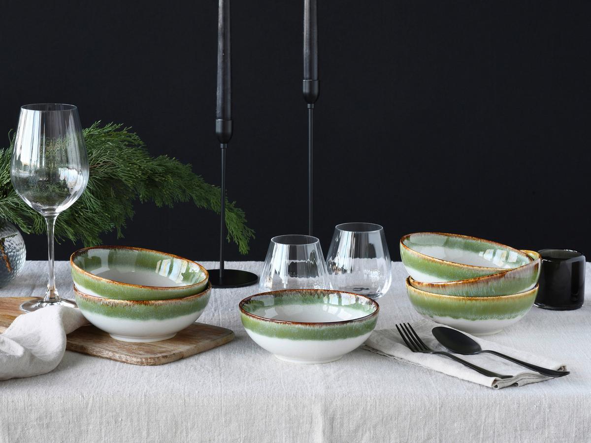 Set Posod Cascade Green, 6-Delni - zelena/bela, Design, keramika (16,5cm) - Creatable