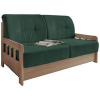 Schlafsofa Camino Holzkorpus Natur/Dunkelgrün - Dunkelgrün/Naturfarben, MODERN, Holz/Textil (154/88/90cm) - Livetastic