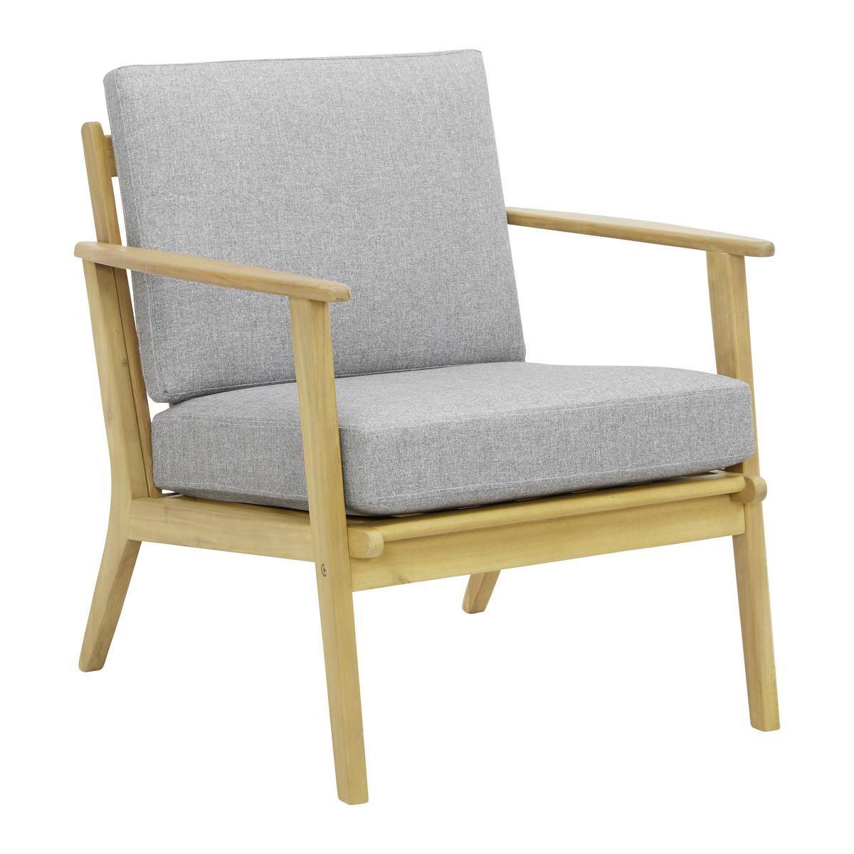 Garnitură grădină Sabi - gri deschis/culoare lemn acacia, Modern, lemn/textil - Zandiara