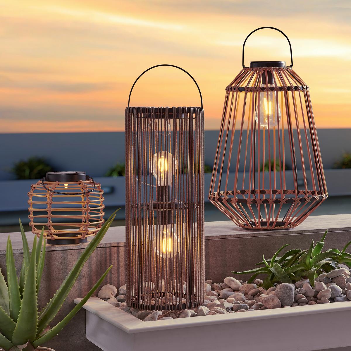 Solarleuchte Zale max. 0,06 Watt - Schwarz/Naturfarben, MODERN, Kunststoff/Metall (15,5/15-21,5cm) - Modern Living