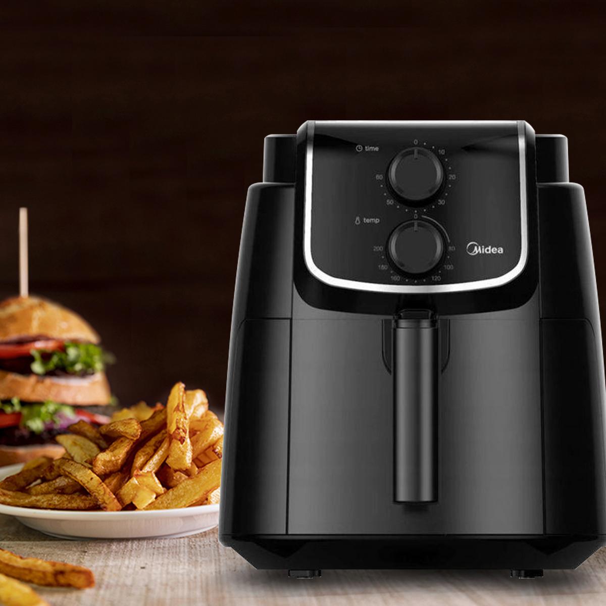 Forrólevegős Sütő Mf-Tn35d Midea Air Fryer - magasfényű fekete, Trend, műanyag/fém (32/32/31cm) - Midea