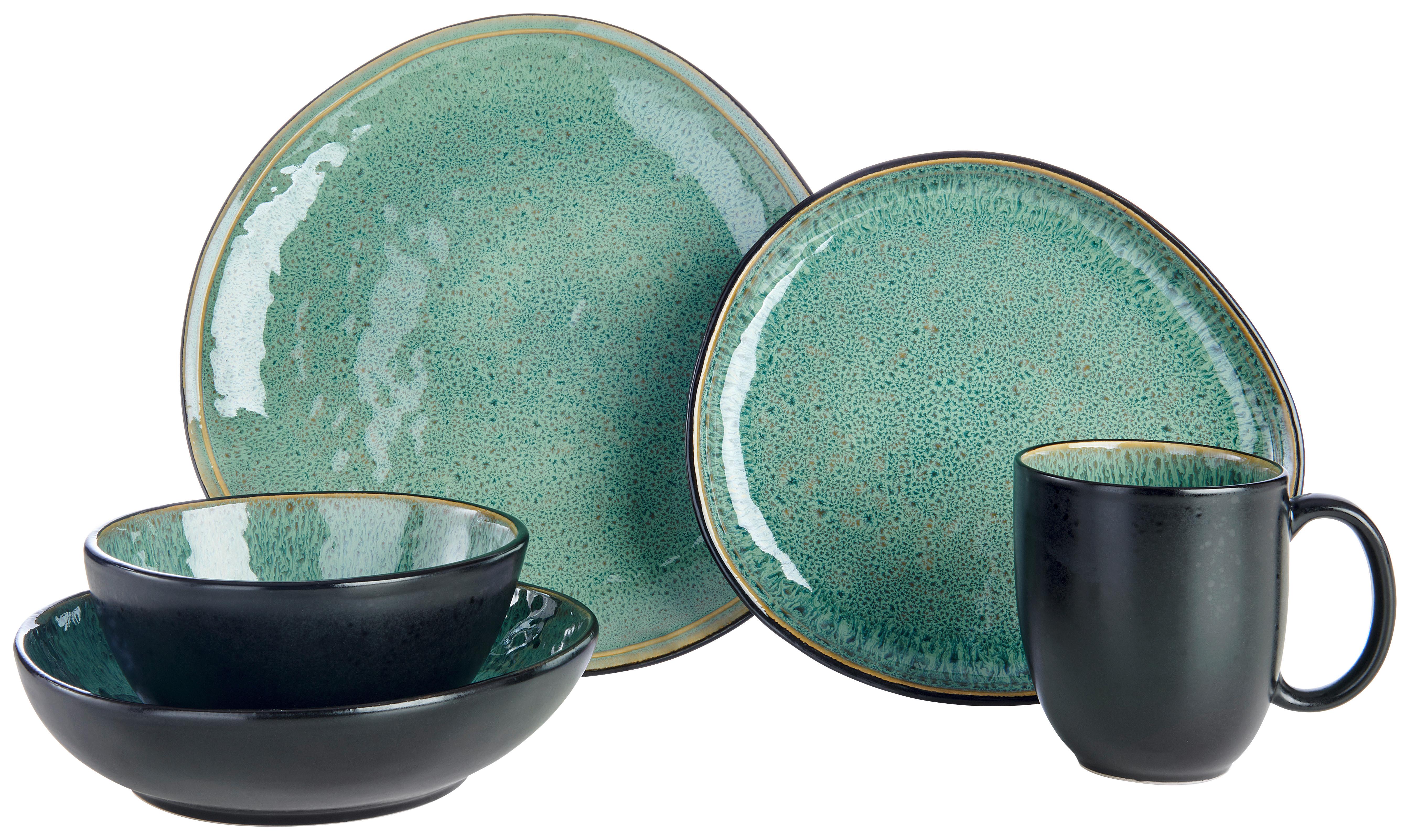 SERWIS OBIADOWO-ŚNIADANIOWY SØREN GREEN - zielony, Trend, ceramika - Novel