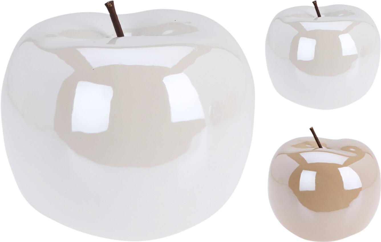 Măr decorativ cca. 7,5x7 cm Ember - alb/bej, Basics, ceramică (7,5/7cm)