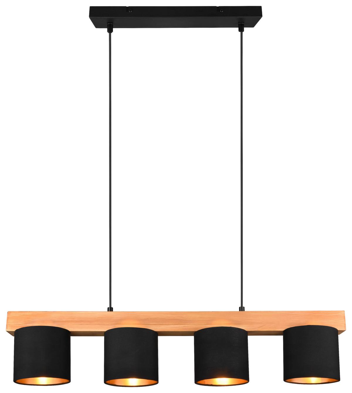 LAMPA WISZĄCA R30654002 CAMERON - czarny/kolor złoty, Design, drewno/tkanina (75/150/12cm) - P & B