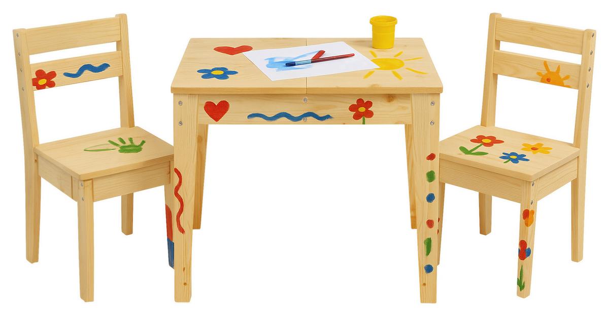 Kindersitzgruppe aus Kiefer Massiv - Kieferfarben, KONVENTIONELL, Holz (65/50/50cm) - Mömax