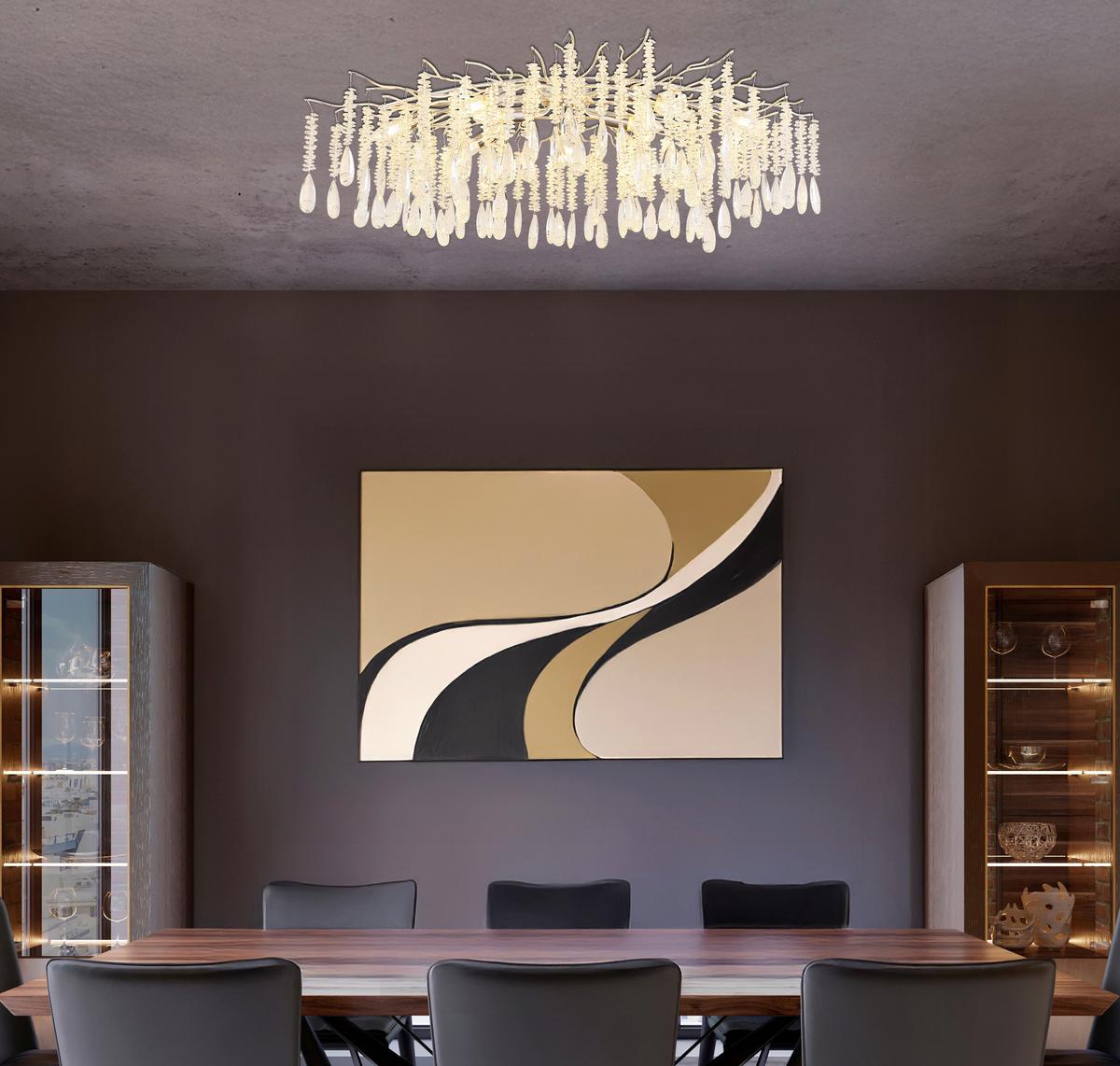 Stropna Svjetiljka Kinga - srebrne boje/prozirno, Design, staklo/metal (100/55/45cm) - Globo