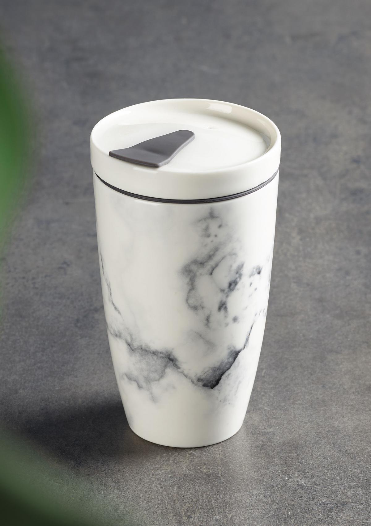 KUBEK COFFEE TO GO MARMORY VILLEROY & BOCH - biały/szary, Basics, tworzywo sztuczne/ceramika (350ml) - like.Villeroy & Boch