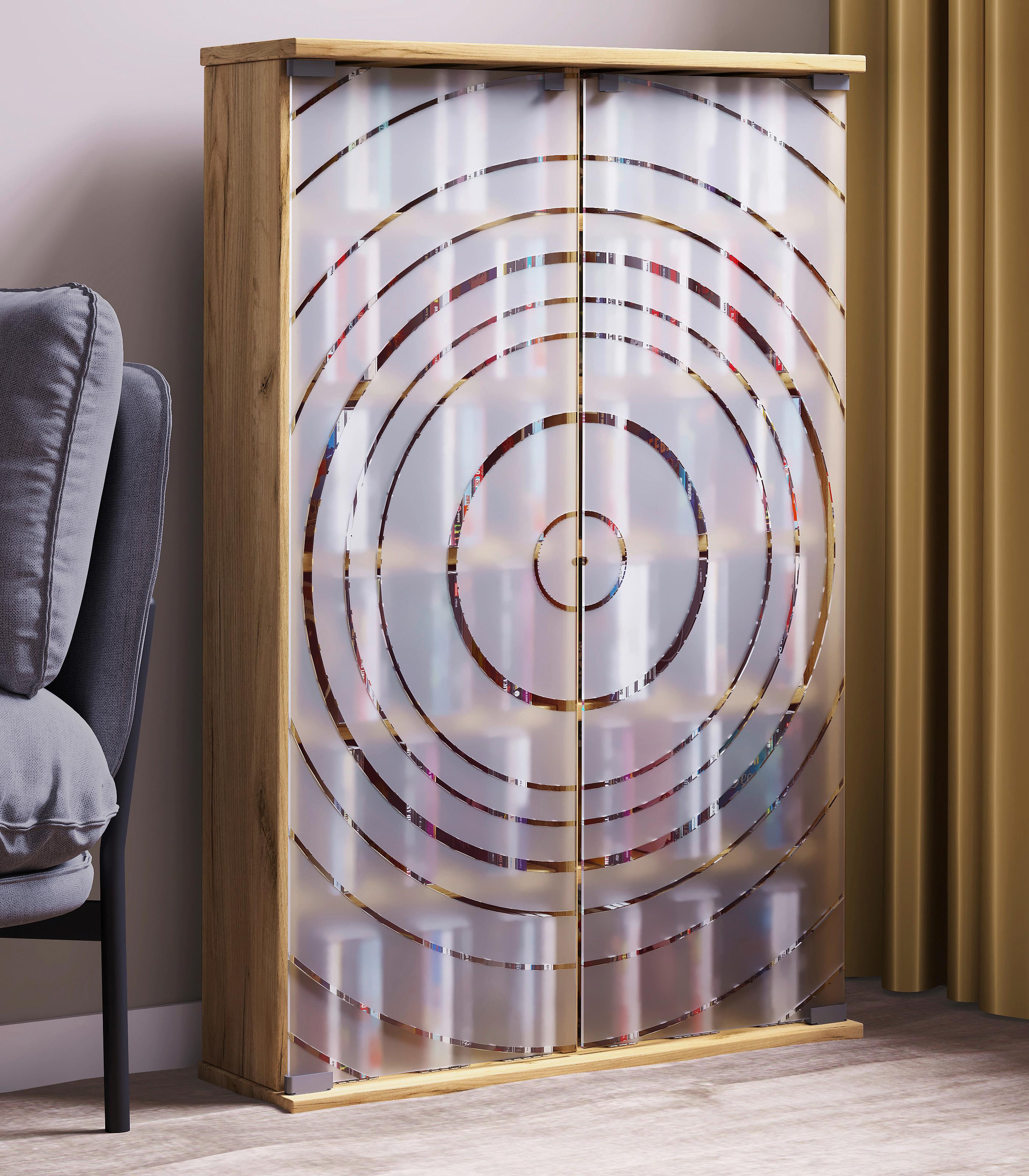 CD-REGAL TILANO L - Honigeiche, Design, Glas/Holzwerkstoff (60/92/18cm) - MID.YOU