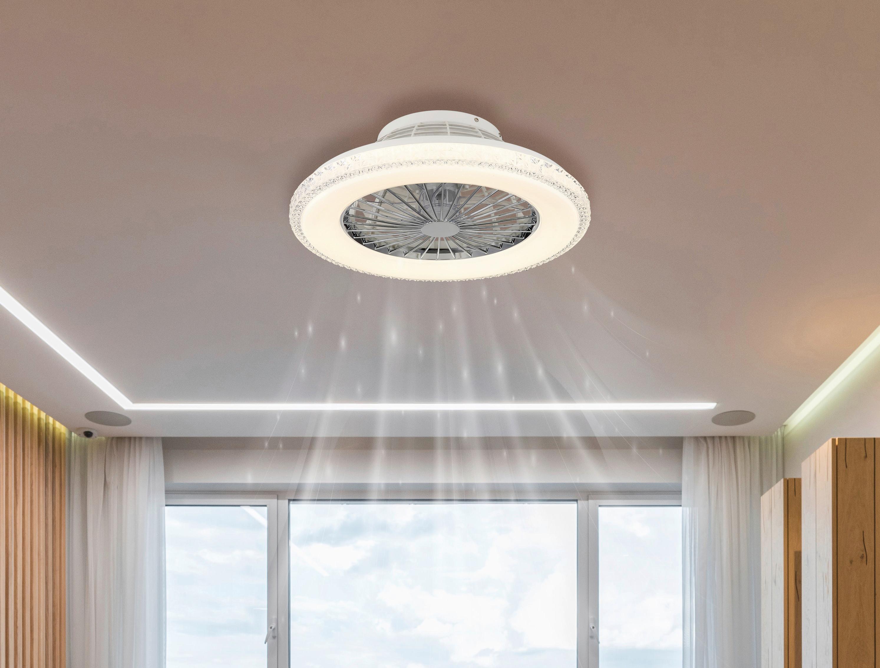 DECKENVENTILATOR 03654 - Klar/Chromfarben, Basics, Kunststoff/Metall (50/17,5cm) - Globo