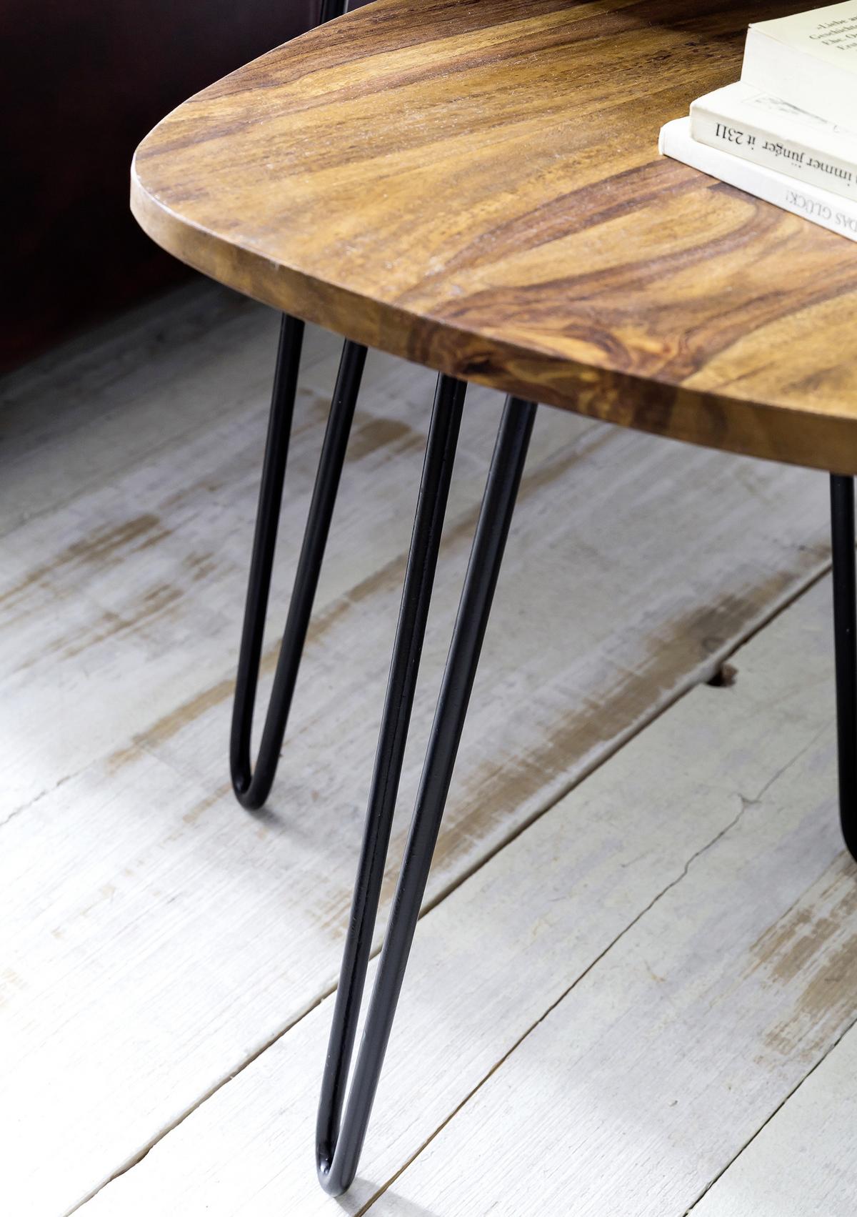 SATZTISCH WL5.659 - Sheeshamfarben/Schwarz, Design, Holz/Metall (60/56/60cm) - MID.YOU