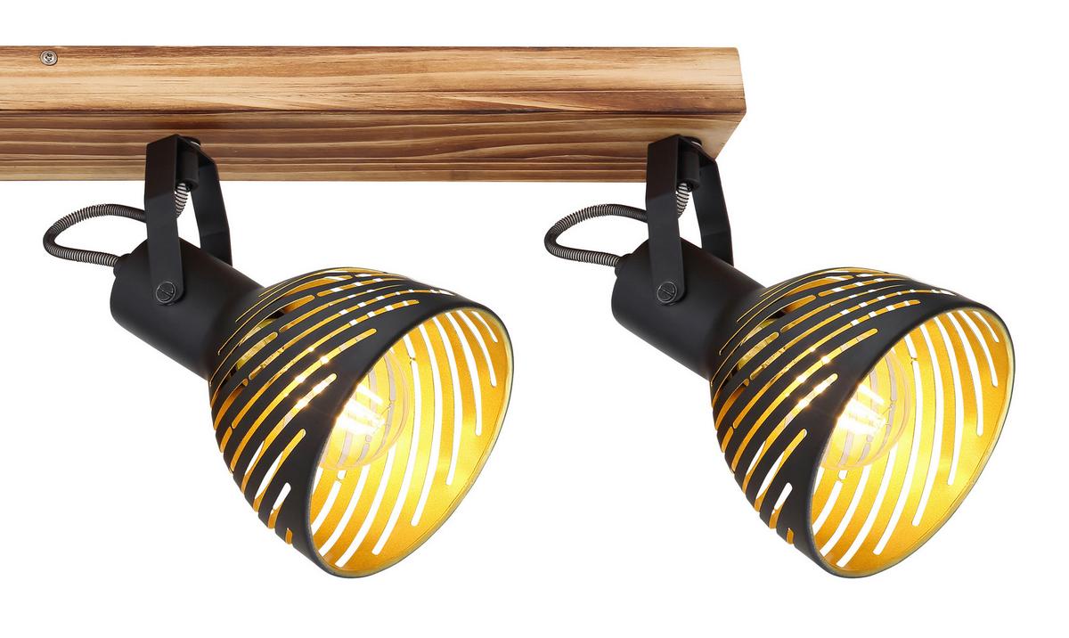 Strahler Lenna max. 40 Watt - Dunkelbraun/Goldfarben, Basics, Holz/Metall (80/12,5/25cm) - Globo