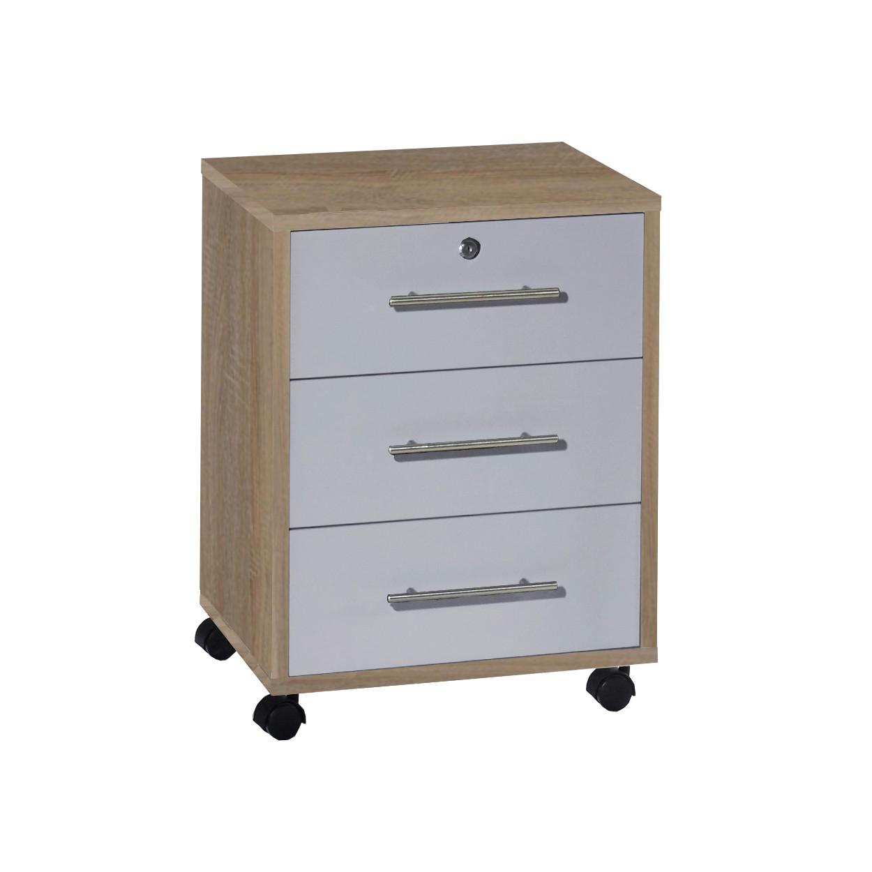 ROLLCONTAINER OFFICE EDITION - Silberfarben/Grau, LIFESTYLE, Holzwerkstoff/Metall (44/58/40cm) - MID.YOU