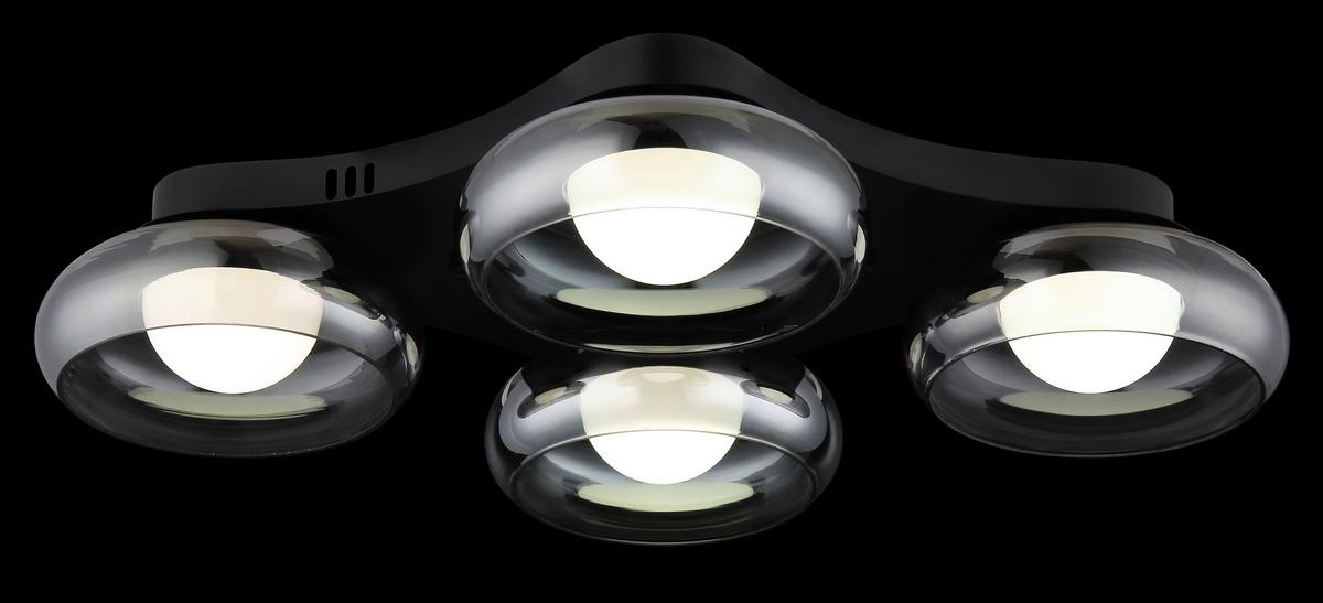Led Stropna Svjetiljka Carlene - bijela/crna, Design, staklo/metal (65/46/10cm) - Globo