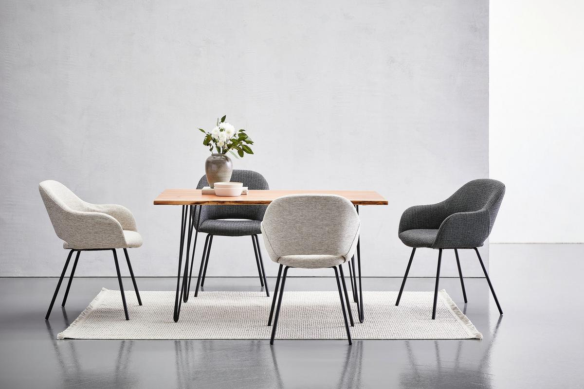 KRZESŁO Z PODŁOKIETNIKAMI LEIDEN - czarny/szary, Design, metal/tkanina (59/82/62cm) - Novel