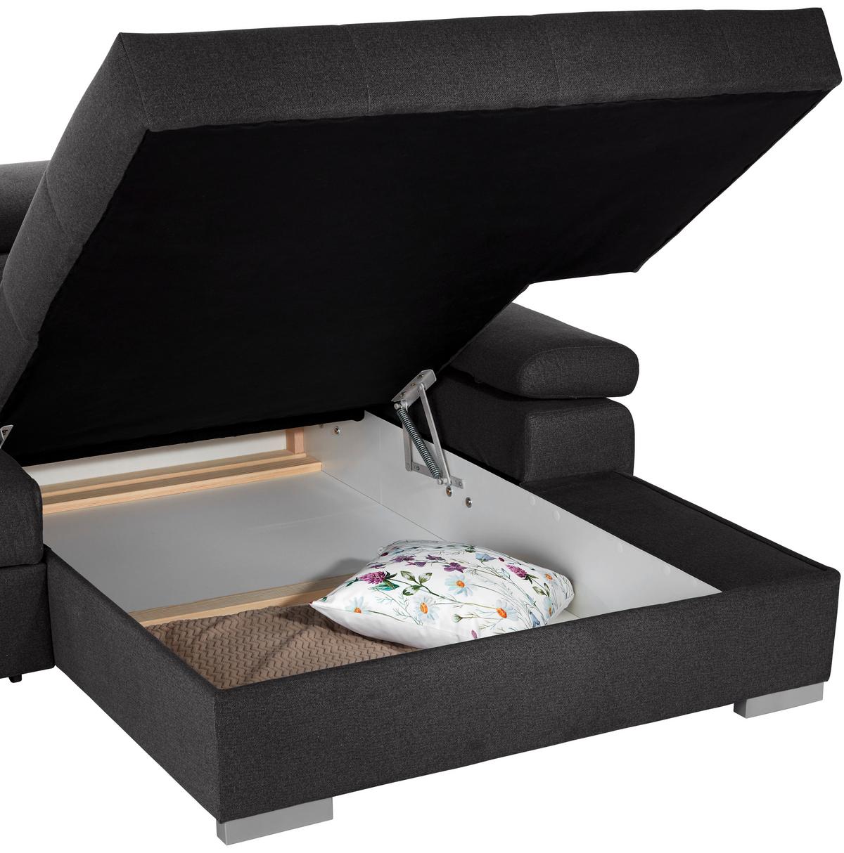 Kutna Garnitura Perry - boje grafita/srebrne boje, Design, tekstil/drvo (292/183cm) - Modern Living