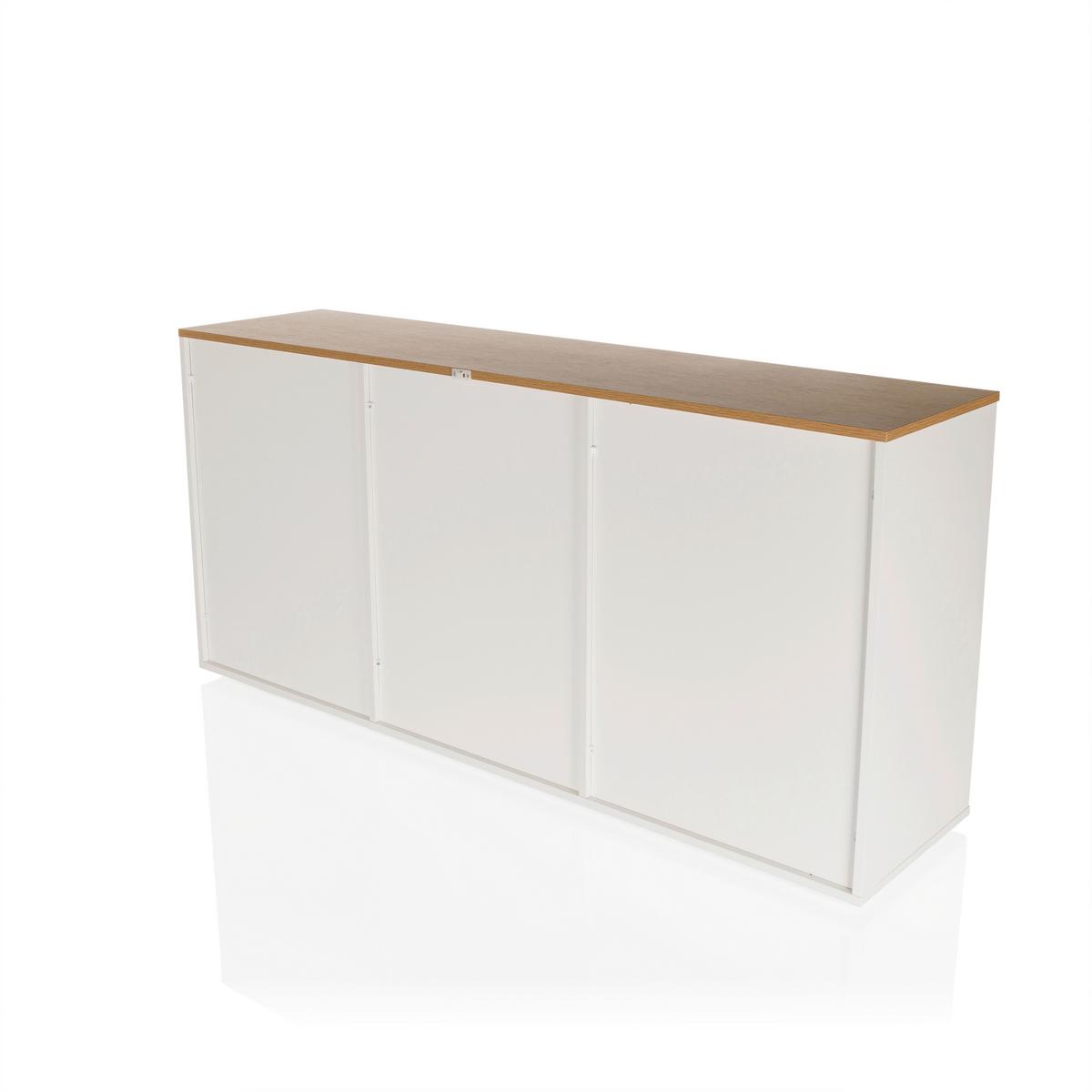 Široka Komoda Kelo, Bela, Barva Hrasta - barve hrasta/bela, Moderno, leseni material (160/76/40cm) - MID.YOU