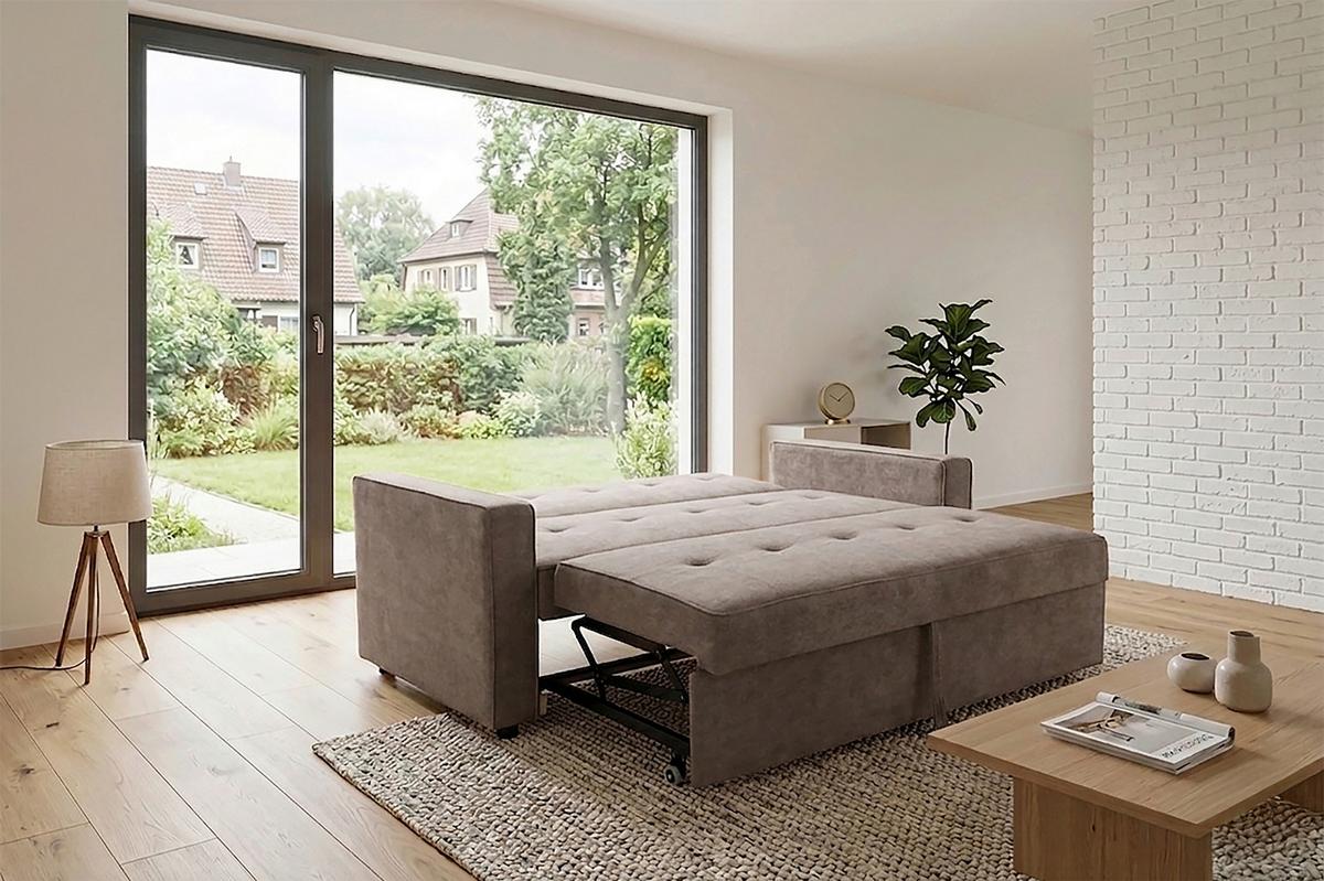 HAZE Canapea cu 3 locuri - gri-maro, Trend, textil (162/90/89cm) - Modern Living