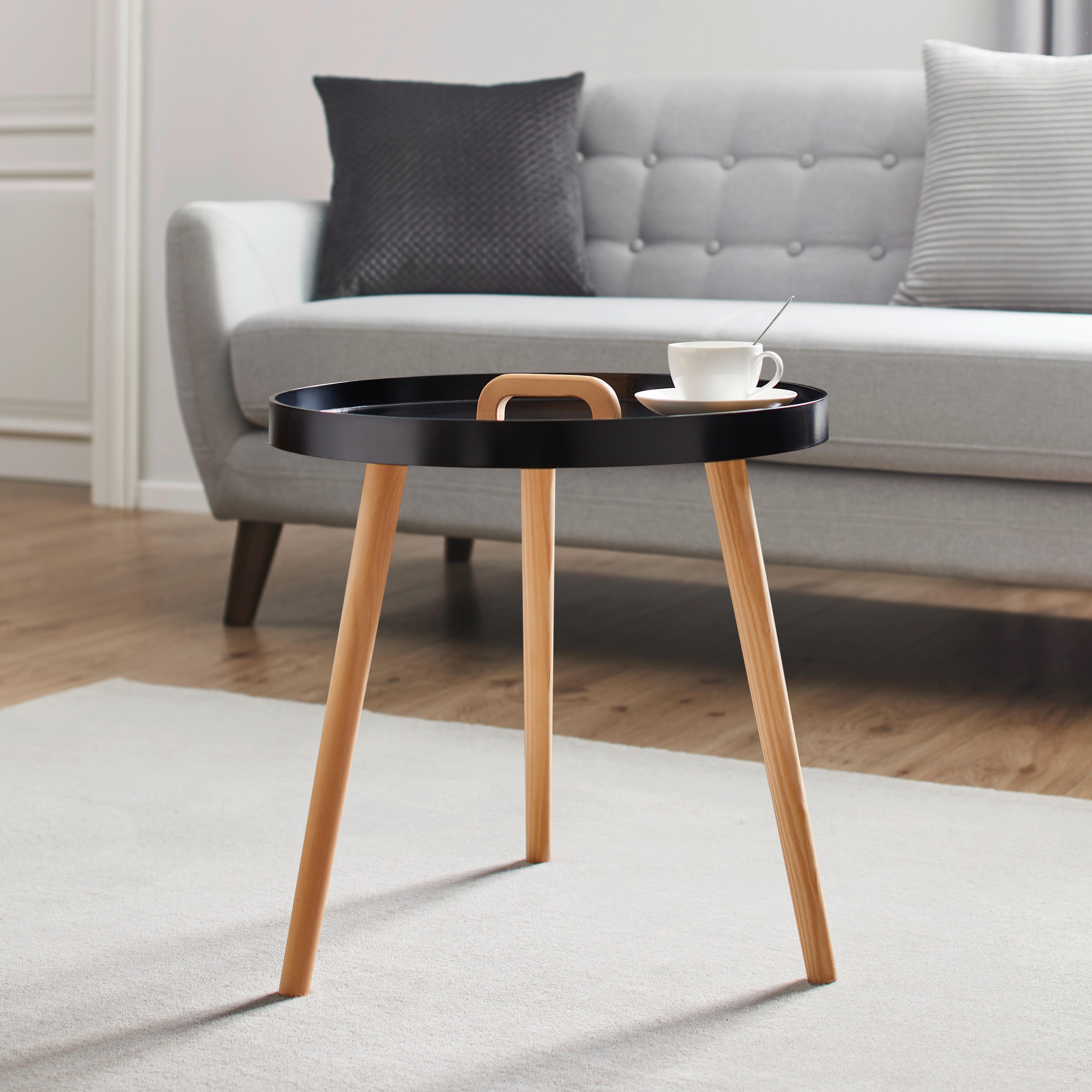 Couchtisch "Lia", Ø ca.49,5cm, schwarz - Schwarz/Pinienfarben, MODERN, Holz (49,5/49,5cm) - Bessagi Home