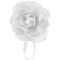 Raffhalter Rose in Weiss - Weiss, Romantik / Landhaus, Textil (11cm) - Modern Living