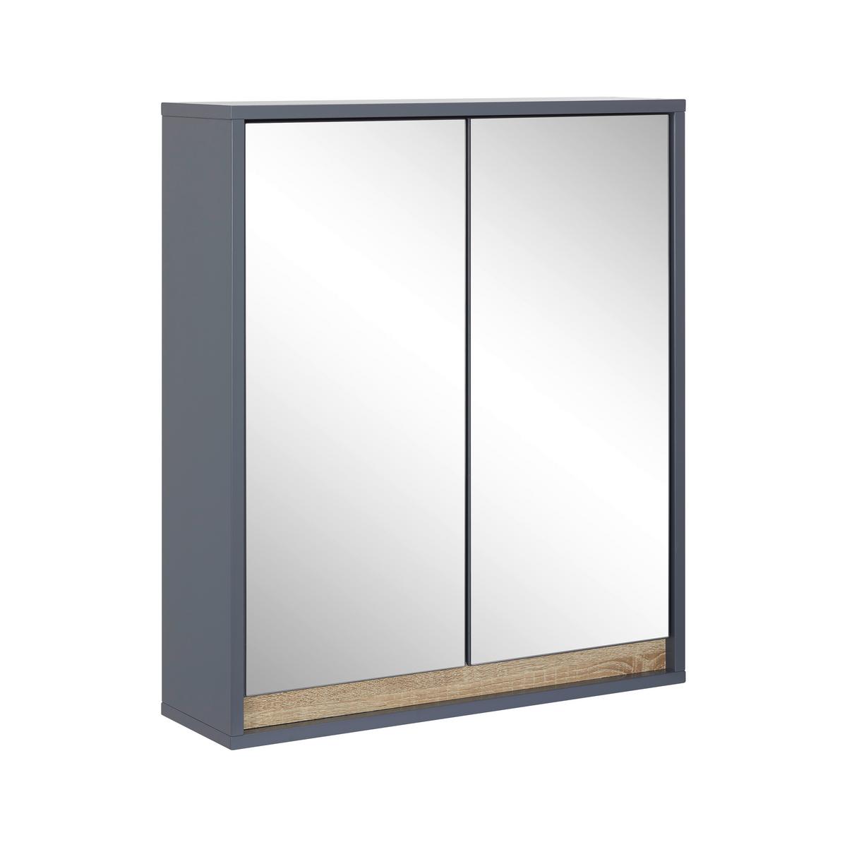 Faliszekrény Tükörrel Massimo - ezüst/sötétszürke, Modern, Üveg (60/70/18cm) - Bessagi Home