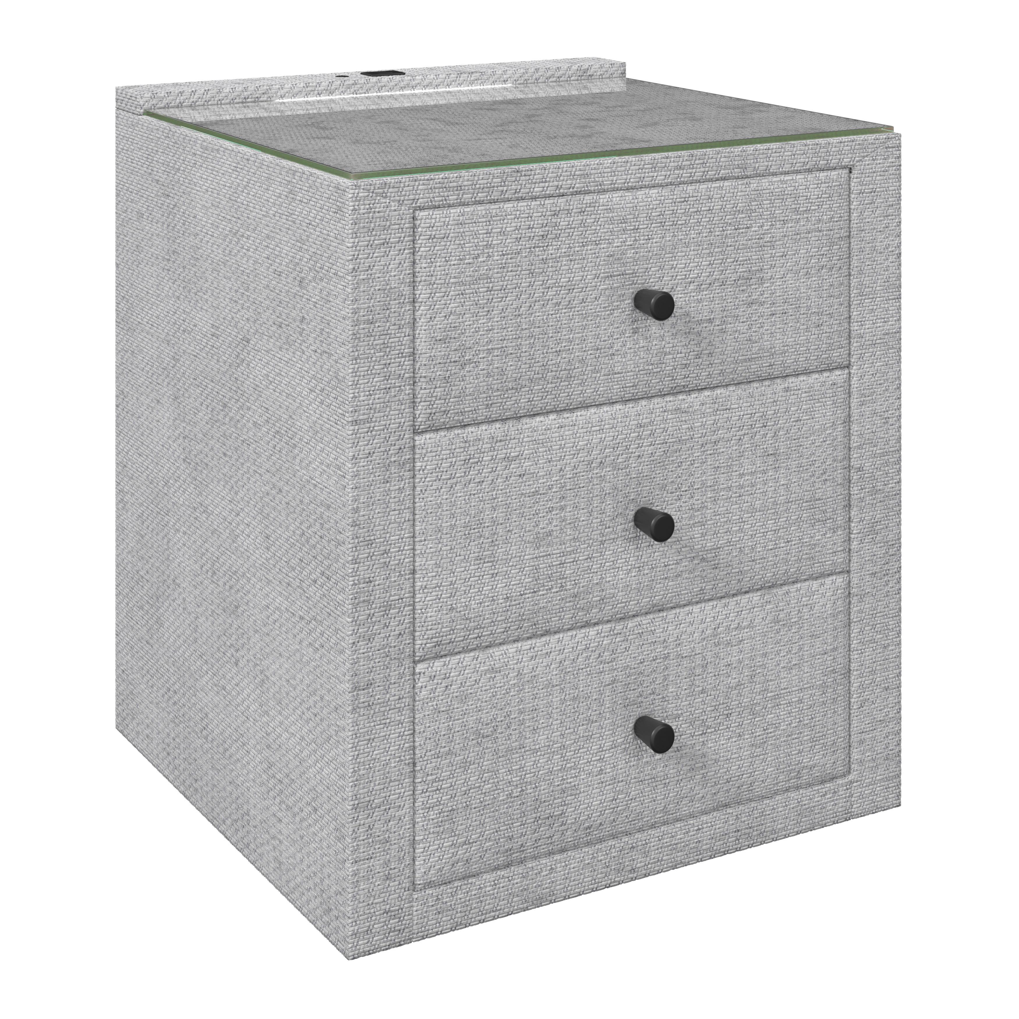 Noćni Stočić Brisbane I - šampanjac, Trendi, staklo/tekstil (49,5/56,5/46cm) - Premium Living