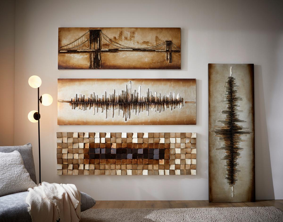 OBRAZ PRZESTRZENNY G120912XL - kolor srebrny/różnokolorowy, Design, tworzywo sztuczne/drewno (180/55cm) - Monee