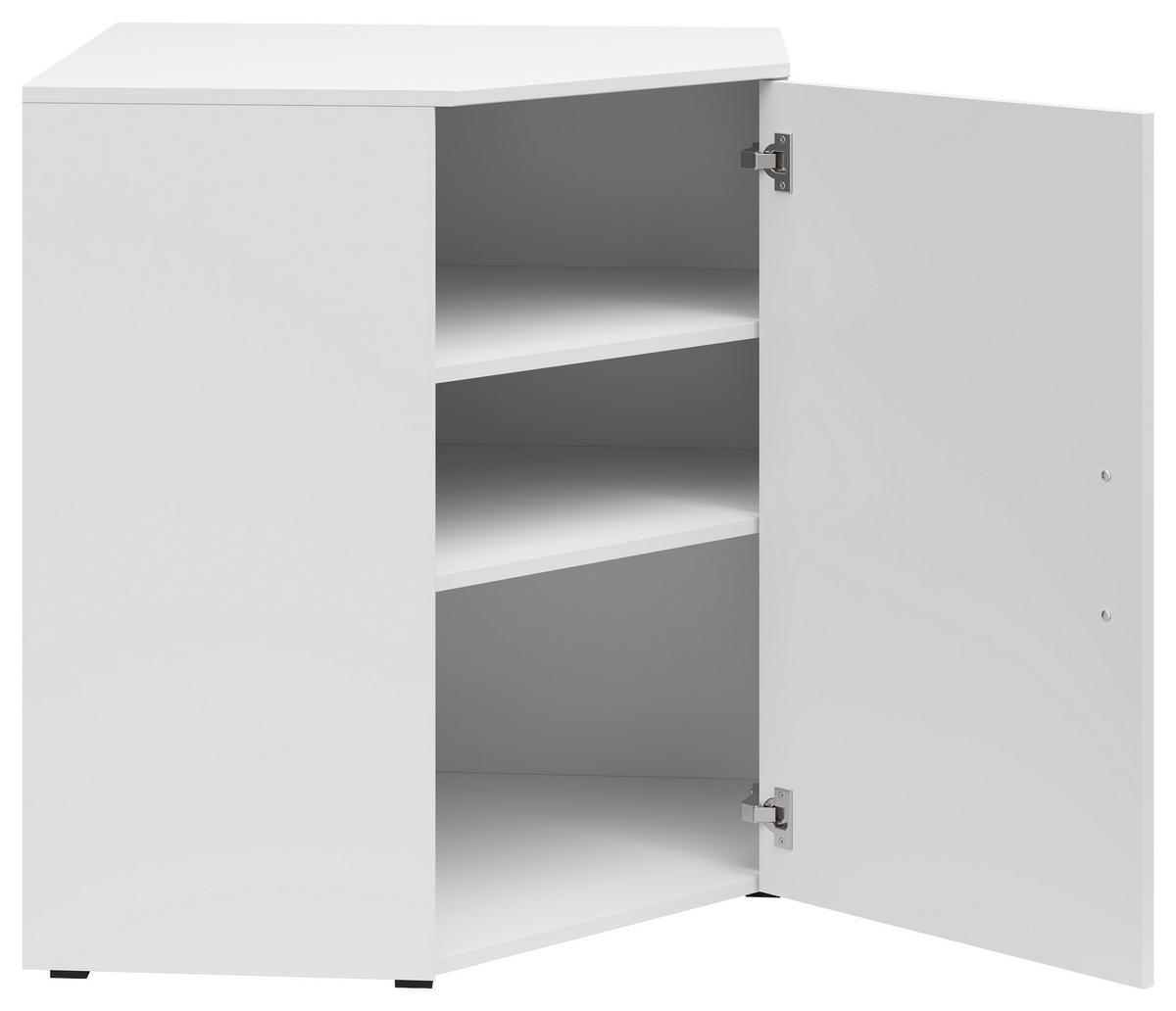 Eckkommode Multistauraum Weiss - Weiss/Anthrazit, Modern, Holzwerkstoff/Kunststoff (71,5/83/71,5cm) - Premium Living