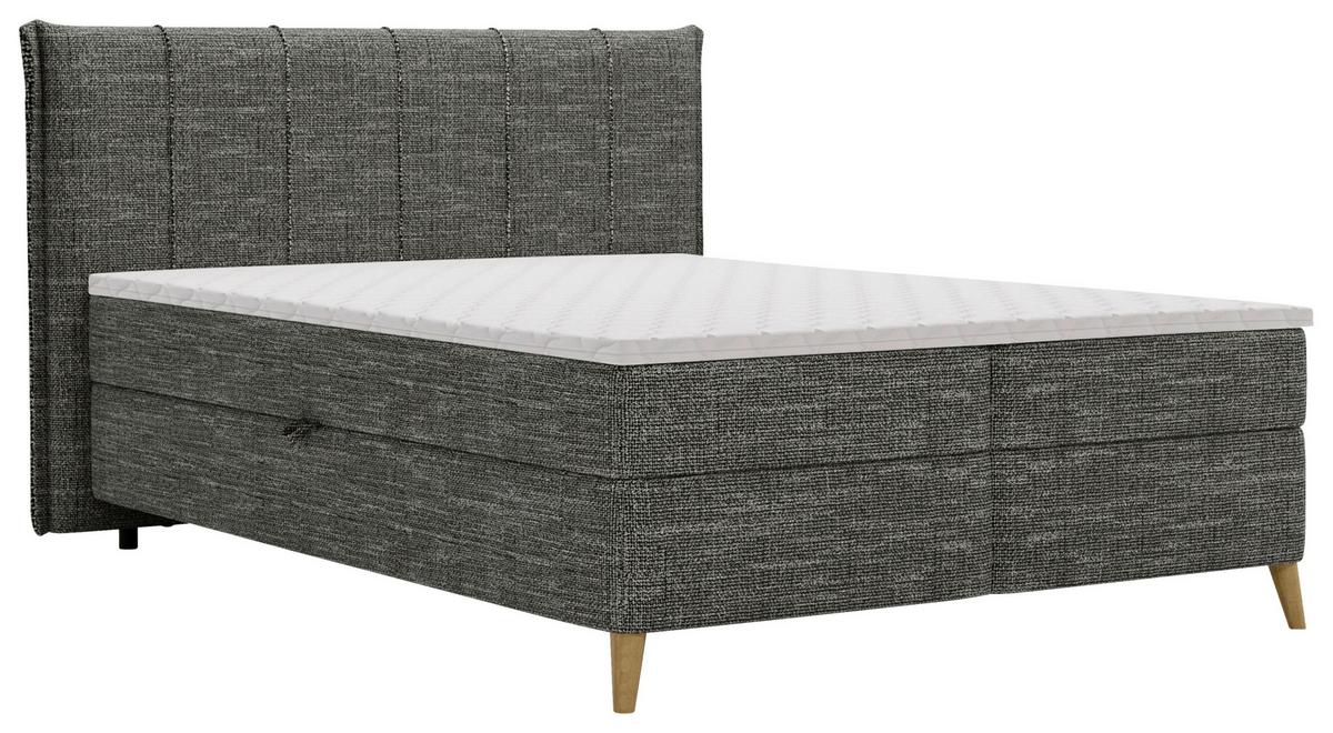 Boxbett Veloria Anthrazit ca. 140x200cm - Anthrazit/Schwarz, KONVENTIONELL, Textil/Metall (140/200cm) - Based