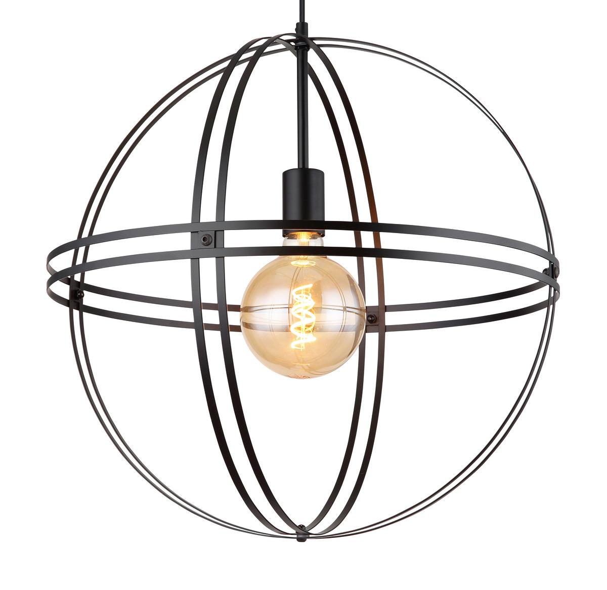 Hängeleuchte Tamara max. 60 Watt - Schwarz, Design, Metall (50/120cm) - Globo