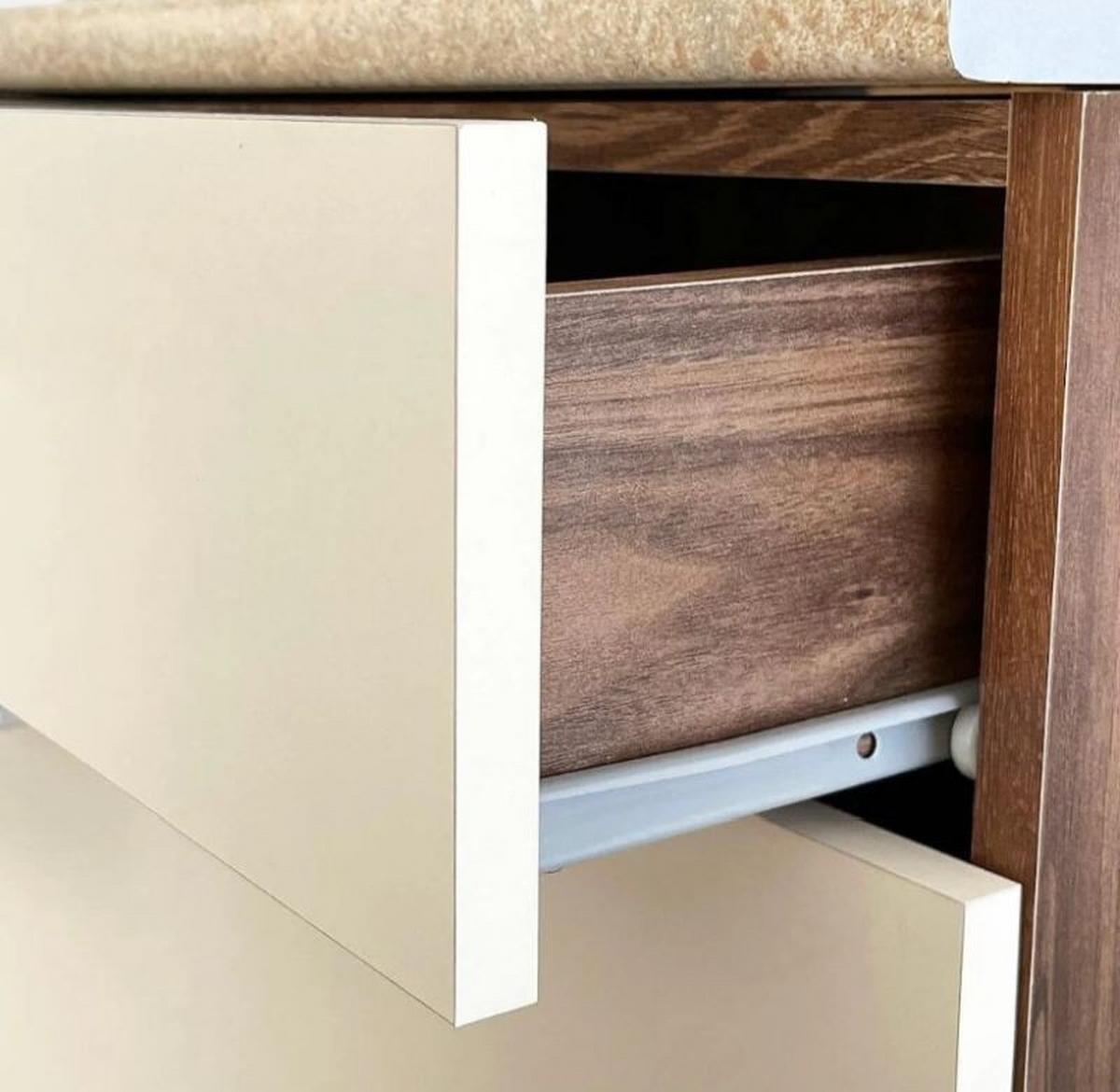 Bucatarie standard MELANIE 240 - bej/culoare lemn de nuc, Modern, material pe bază de lemn (240/202/60cm)
