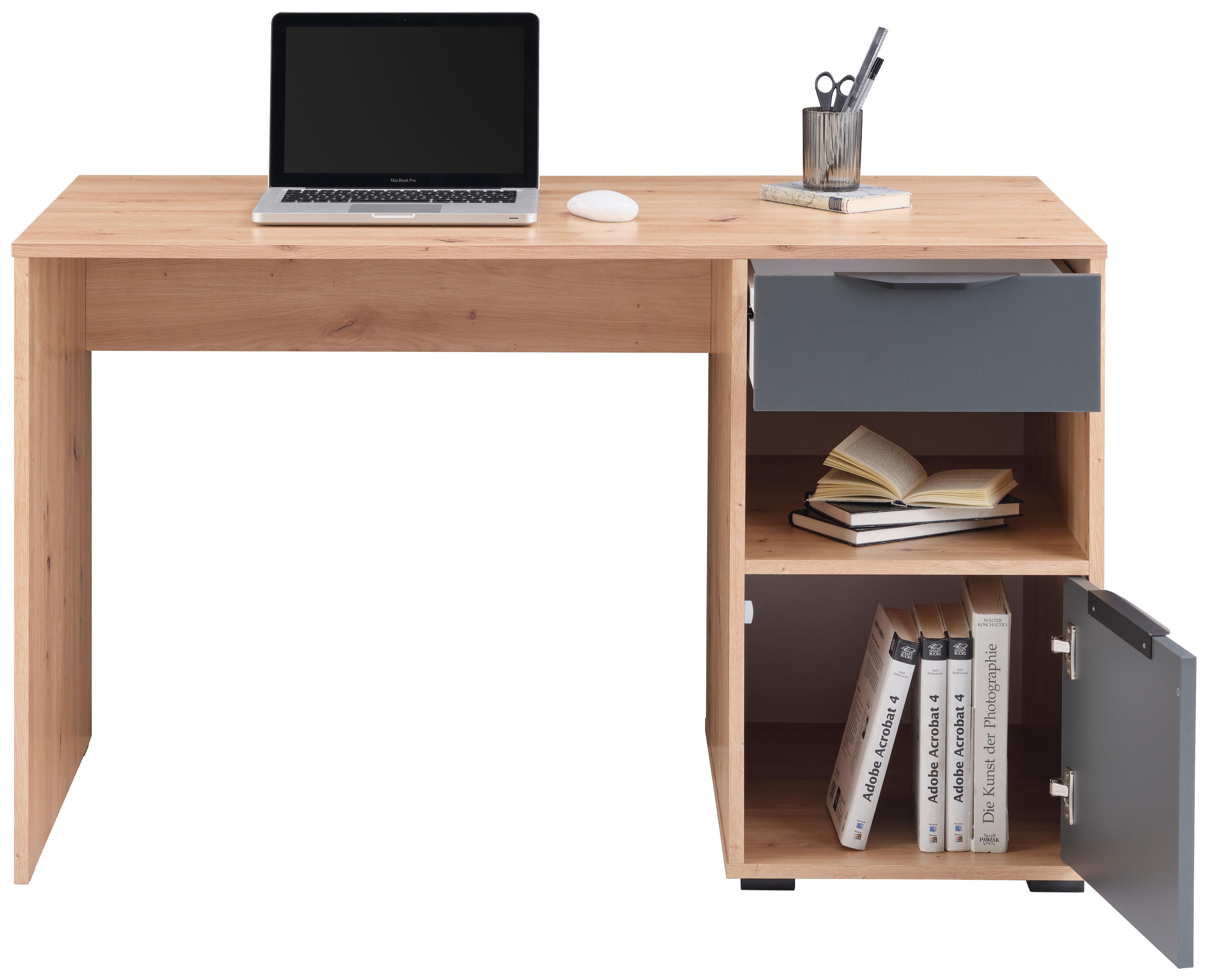 Radni Stol Palermo 2 - hrast Artisan/crna, Trend, drvni materijal/metal (120/73,5/60cm) - Modern Living