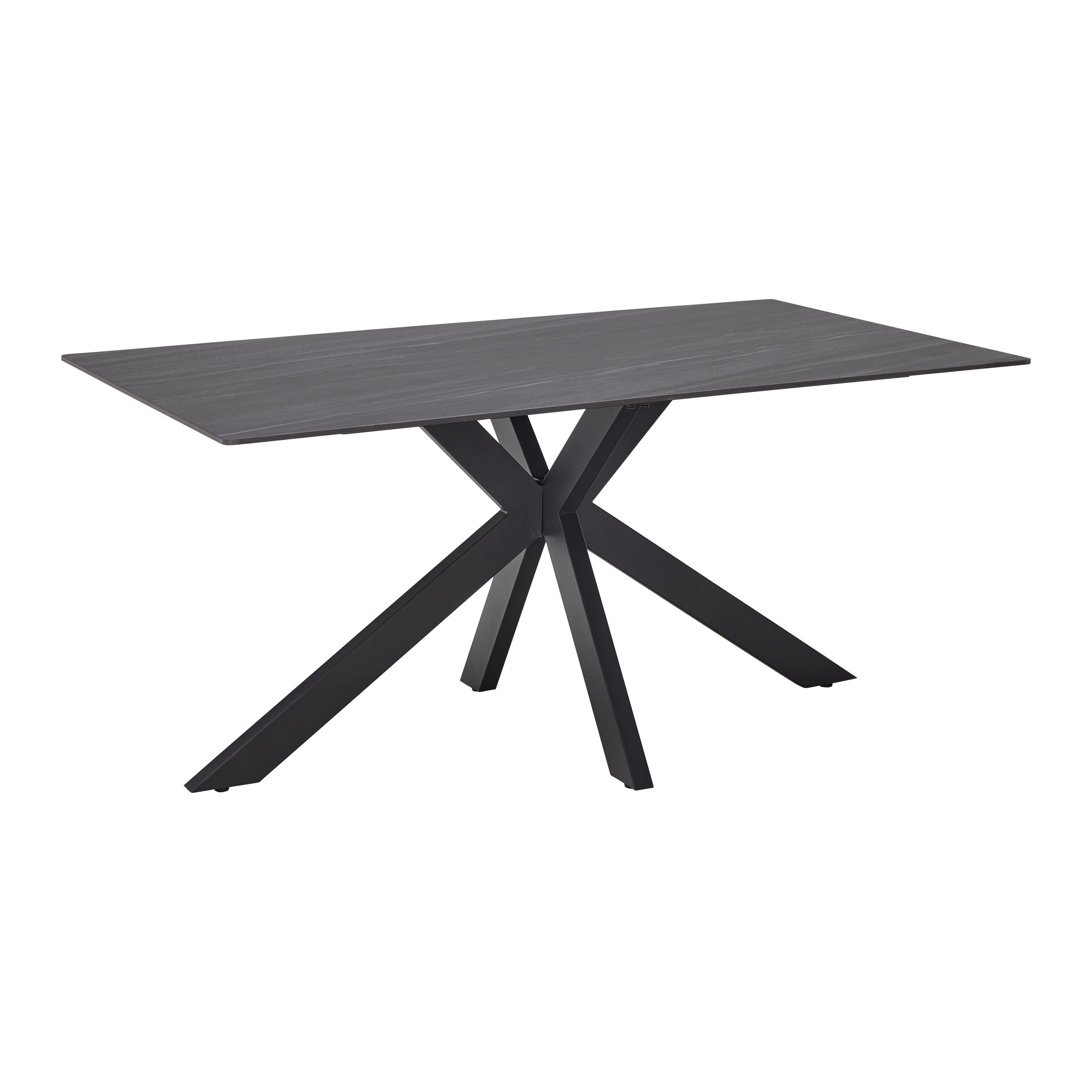 Étkezőasztal Jonas - fekete/szürke, Modern, fém/kerámia (160/76/90cm) - Mömax