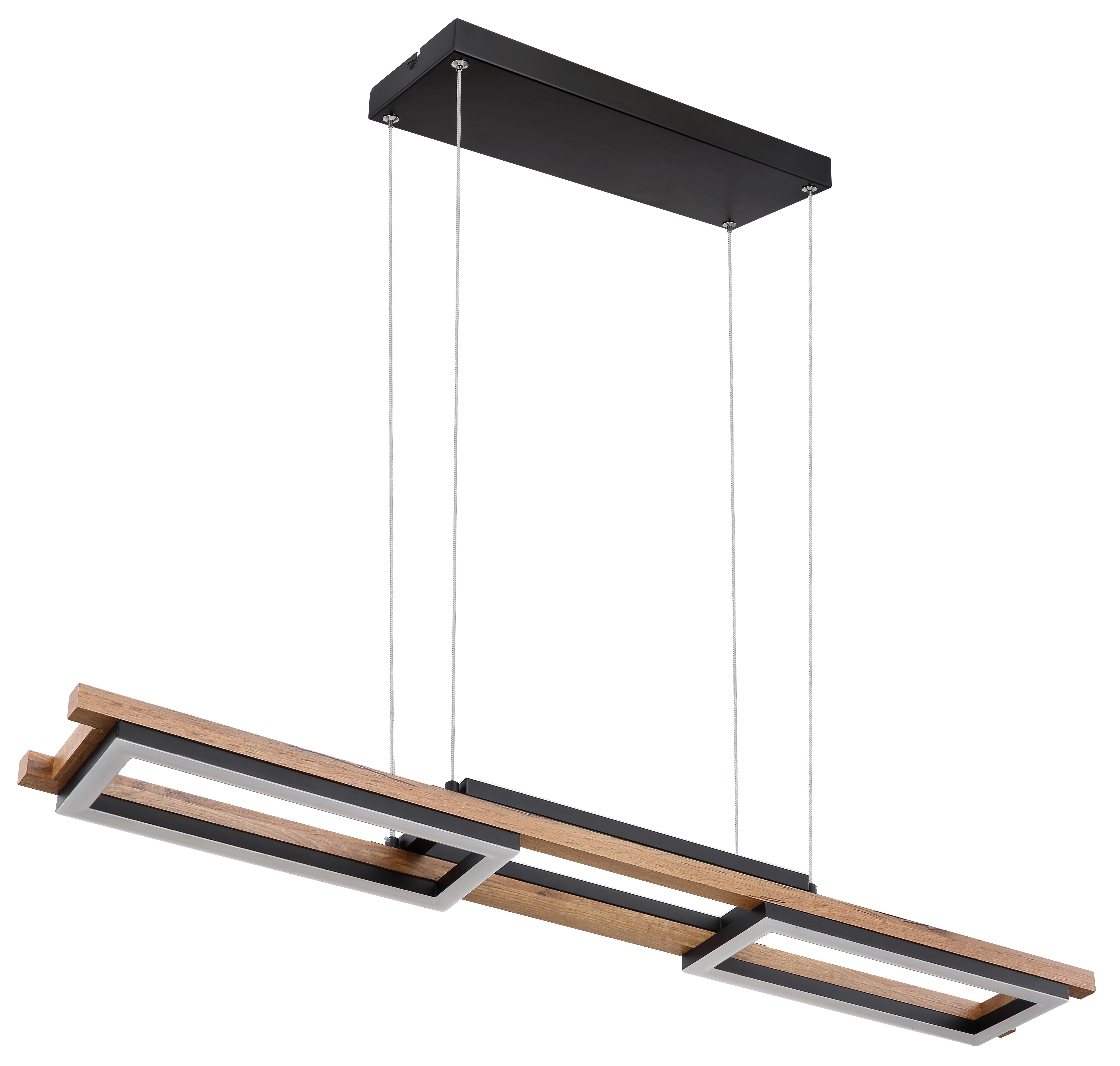 LED-Hängeleuchte Illa in Schwarz/Dunkelbraun max. 30 W - Dunkelbraun/Opal, Design, Holzwerkstoff/Kunststoff (100/14/120cm) - Globo