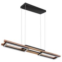 LED-Hängeleuchte Illa in Schwarz/Dunkelbraun max. 30 W - Dunkelbraun/Opal, Design, Holzwerkstoff/Kunststoff (100/14/120cm) - Globo