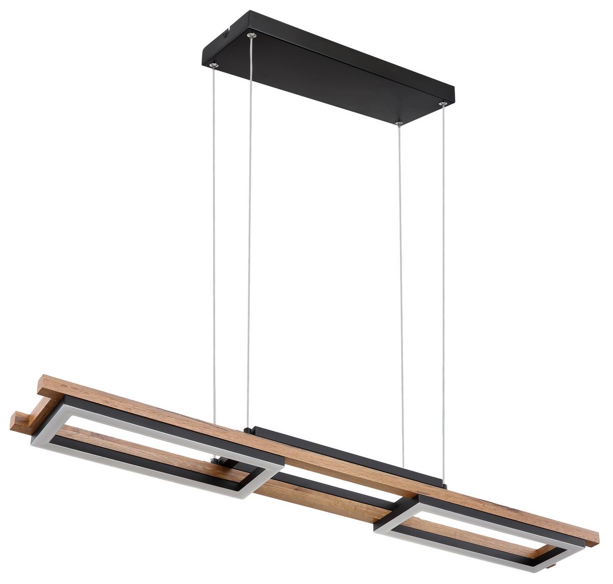 LED-Hängeleuchte Illa in Schwarz/Dunkelbraun max. 30 W - Dunkelbraun/Opal, Design, Holzwerkstoff/Kunststoff (100/14/120cm) - Globo