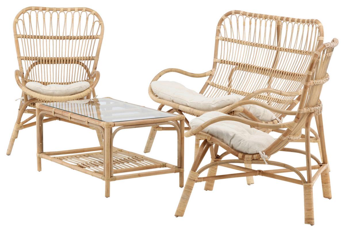 Loungegarnitur Ella Rattan Braun - Braun, KONVENTIONELL, Holz - Gardenson