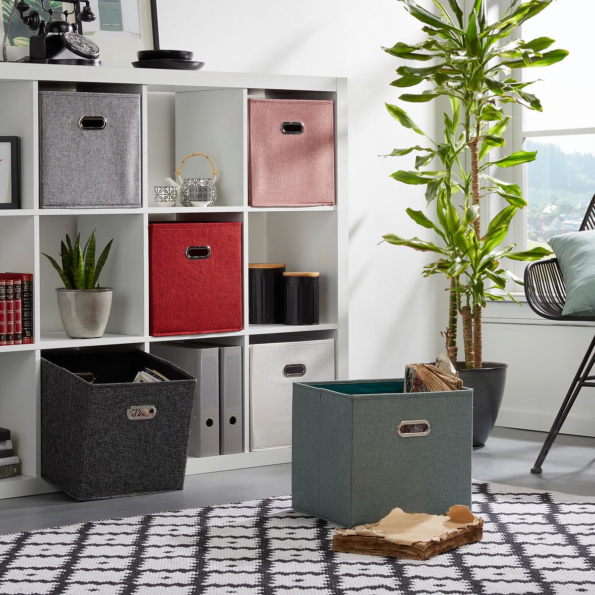 Flatbox Bobby ca. 34l - Weiß, MODERN, Karton/Textil (33/32/33cm) - Premium Living