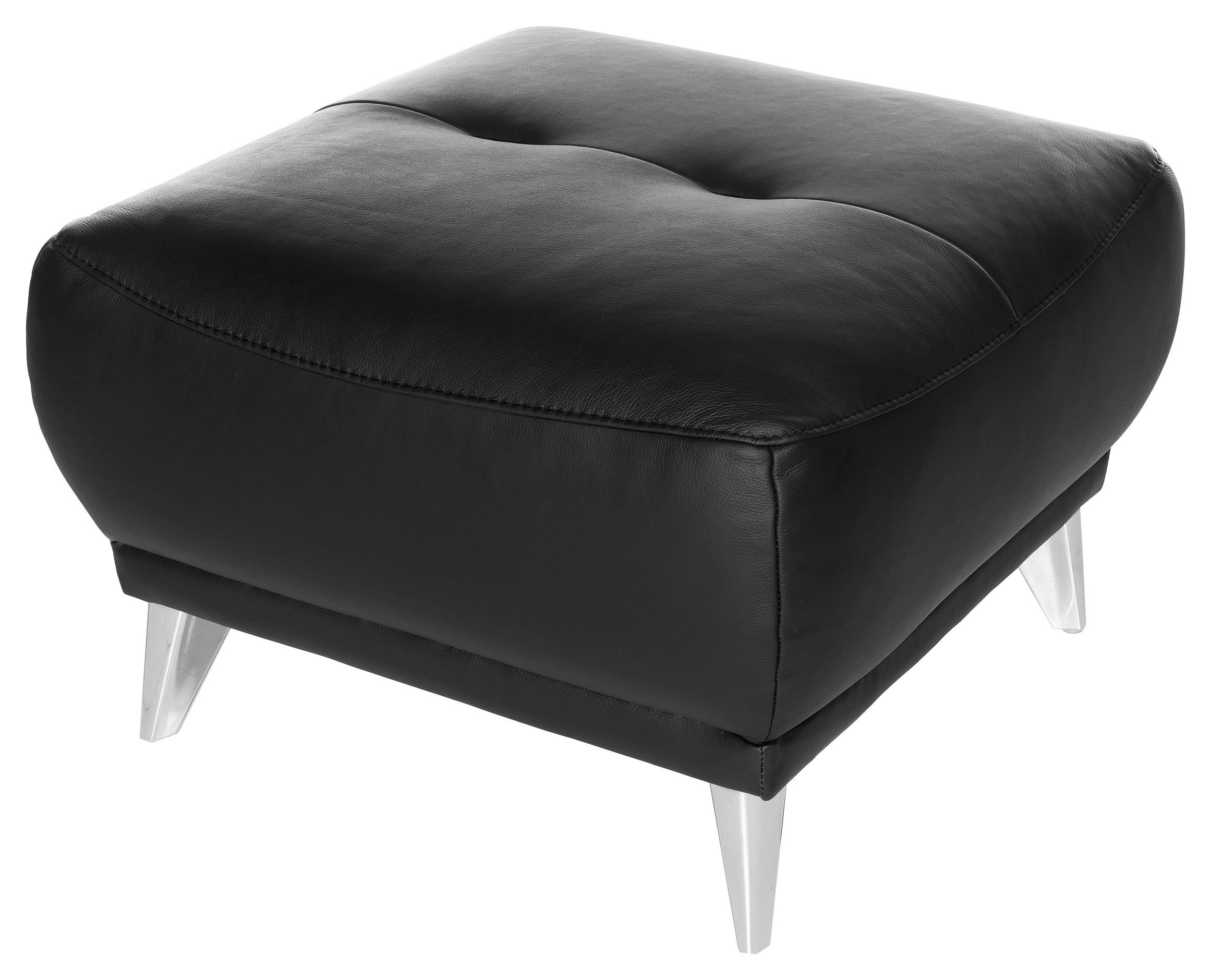 Hocker "Frisco" , schwarz - Chromfarben/Schwarz, MODERN, Textil/Metall (65/46/65cm) - MID.YOU