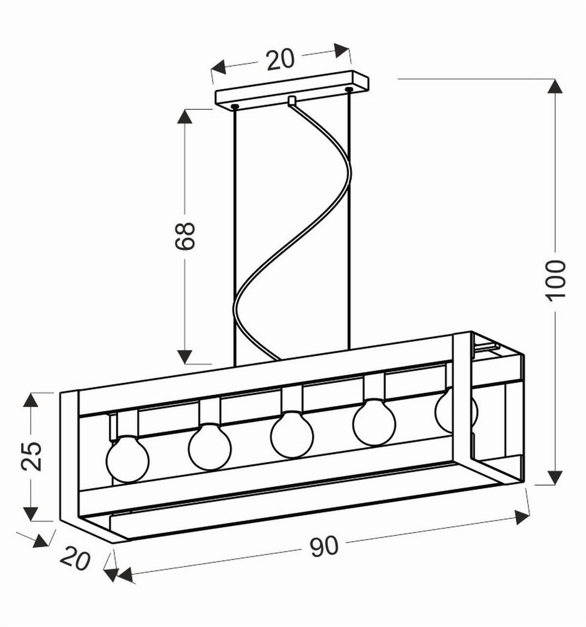 Svjetiljka Viseća 35-79282 - crna, Natur, metal (90/20/100cm)