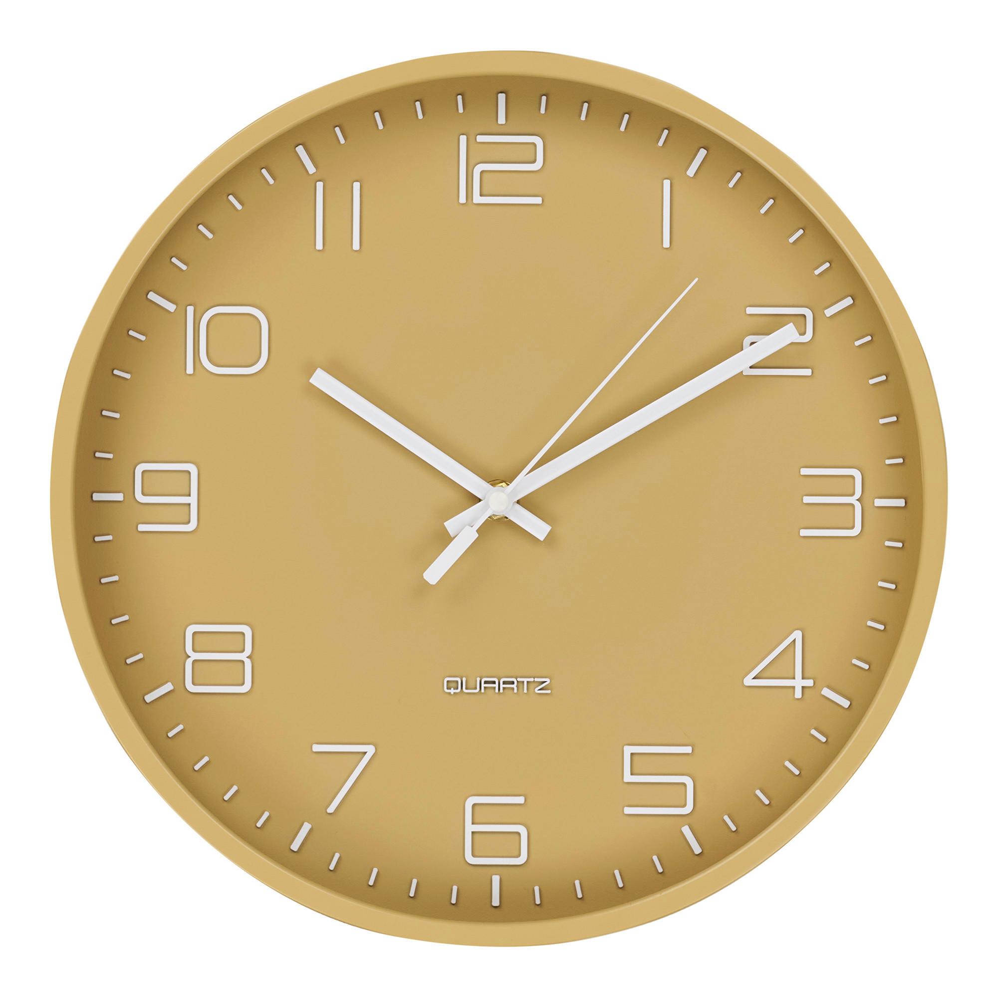 Wanduhr Rosolini Wall Clock Currygelb Ø ca. 30cm - Currygelb, Basics, Glas/Kunststoff (30/30/4cm)