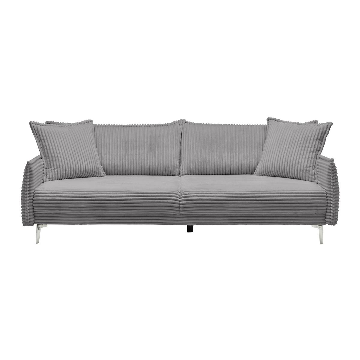 Bigsofa Kiss Hellgrau - Chromfarben/Hellgrau, MODERN, Holz/Metall (241/90/117cm) - Mömax
