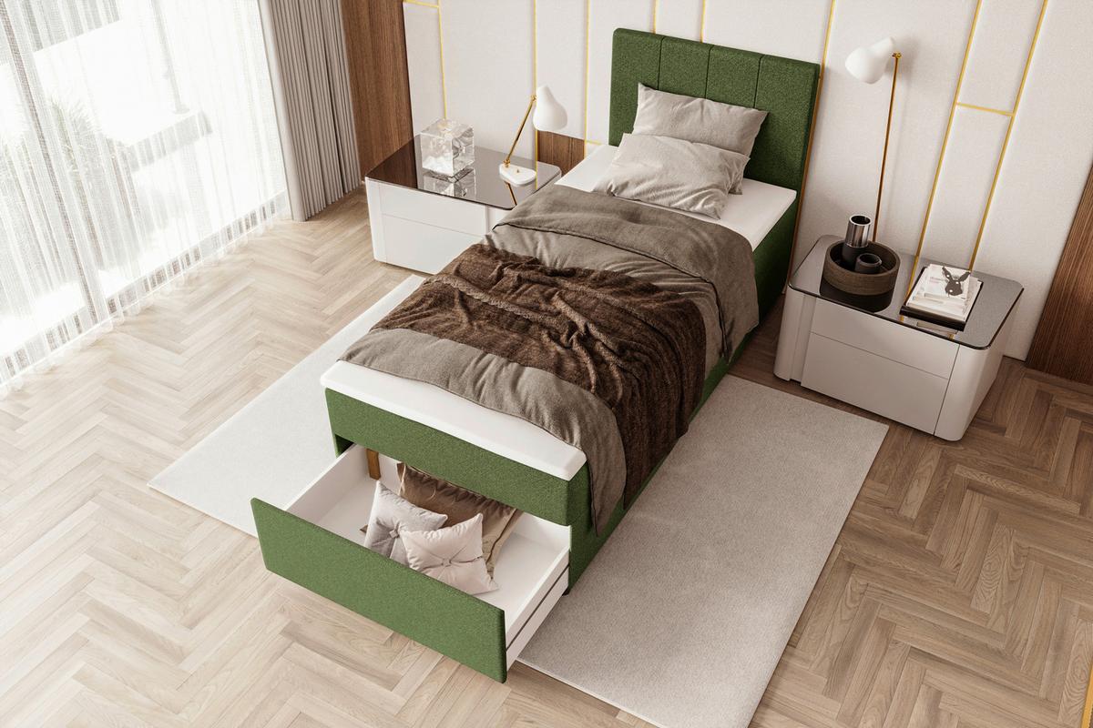 Boxbett Odin Dunkelgrün ca. 90x200cm - Dunkelgrün/Schwarz, KONVENTIONELL, Kunststoff/Textil (90/200cm) - Based
