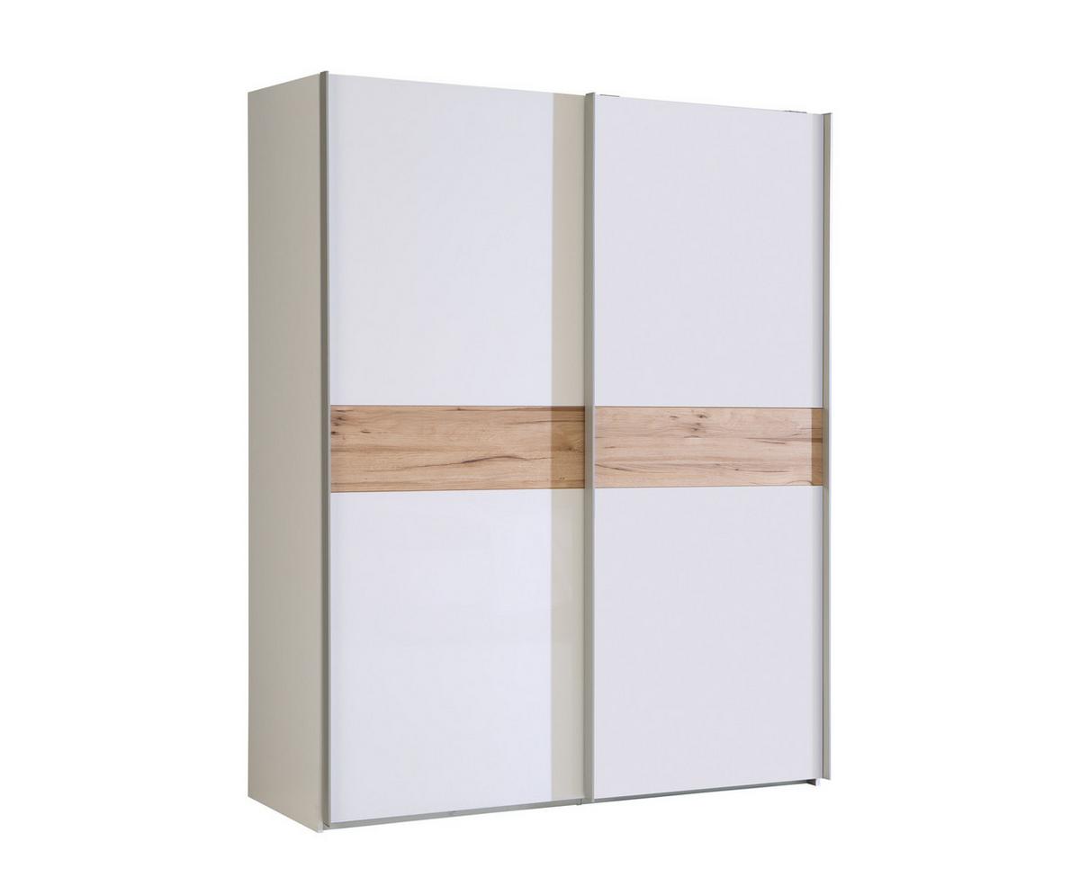 Omara Z Drsnimi Vrati Tess, Bela, Barva Hrasta - barve hrasta/bela, Konvencionalno, kovina/leseni material (170,3/210,5/61,2cm) - Xora