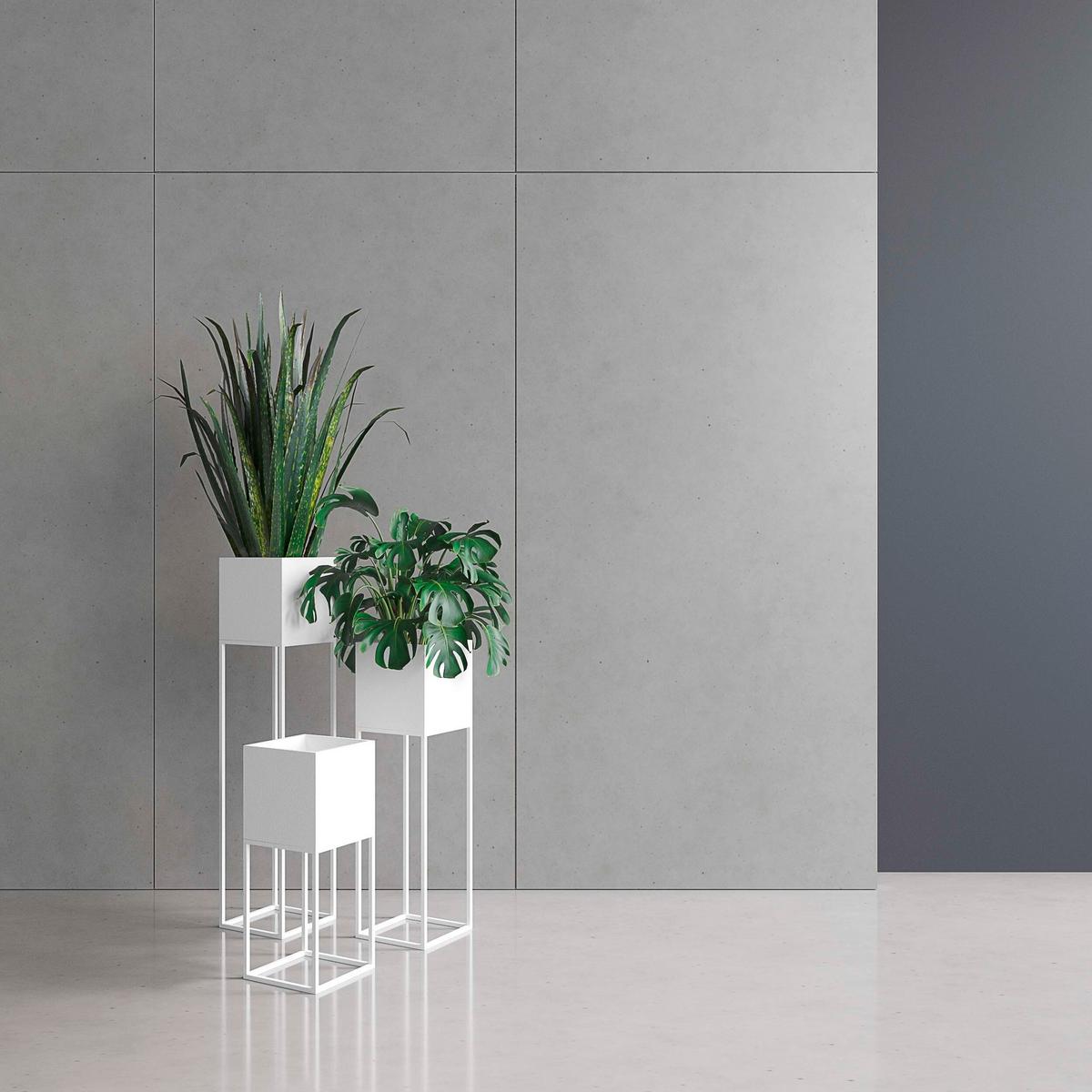 Blumenständer Weiß - Weiß, Basics, Metall (19/67/19cm)