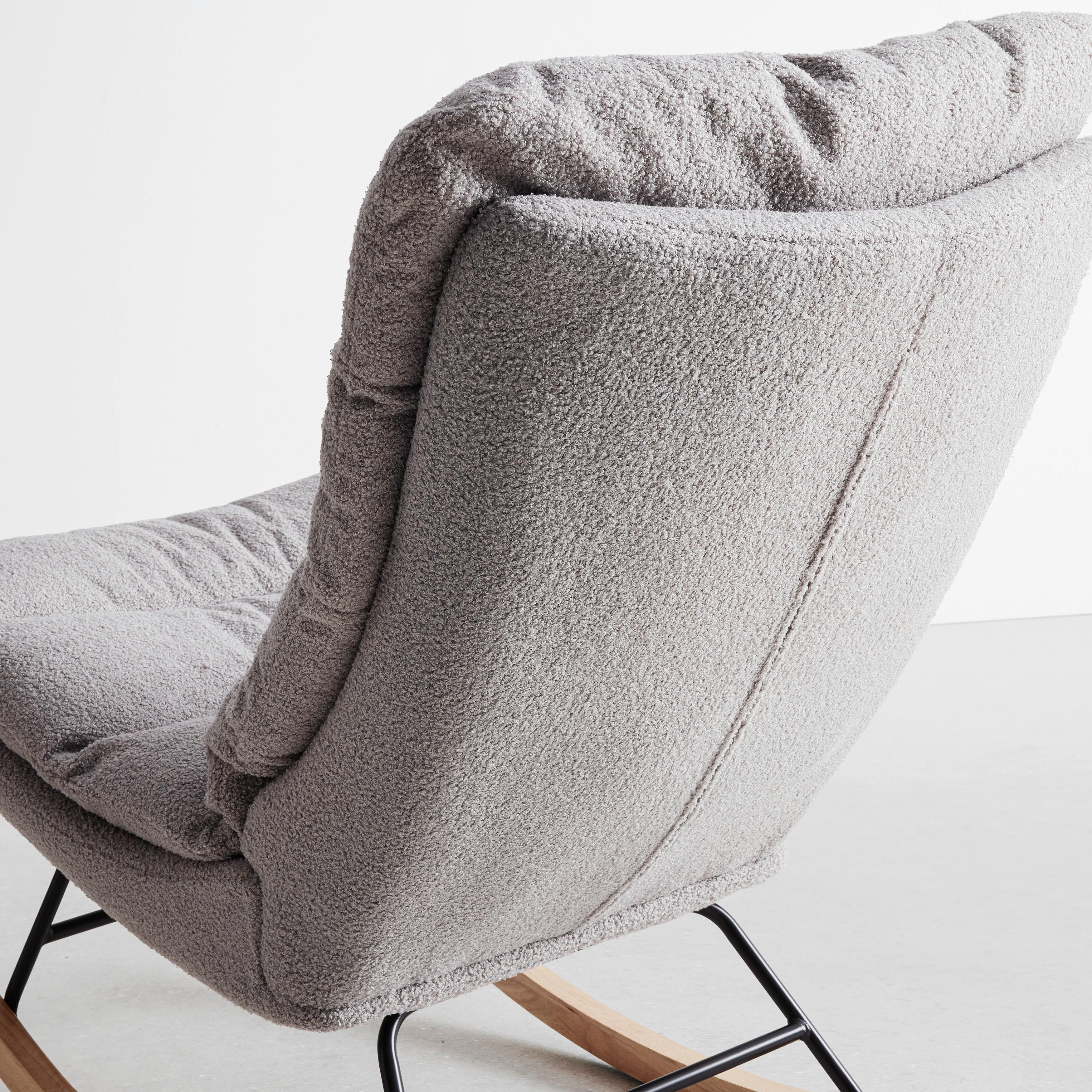 GUNGFÅTÖLJ DEVIN - ljusgrå/naturfärgad, Modern, metall/trä (71/100/103cm) - Bessagi Home