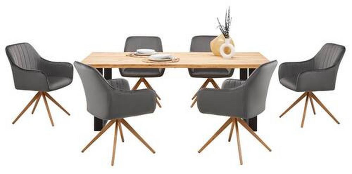 Jedilna Miza Wood 200, Hrast, Masivno, 200x100 - črna/naravne barve, Konvencionalno, kovina/les (200/75/100cm) - James Wood