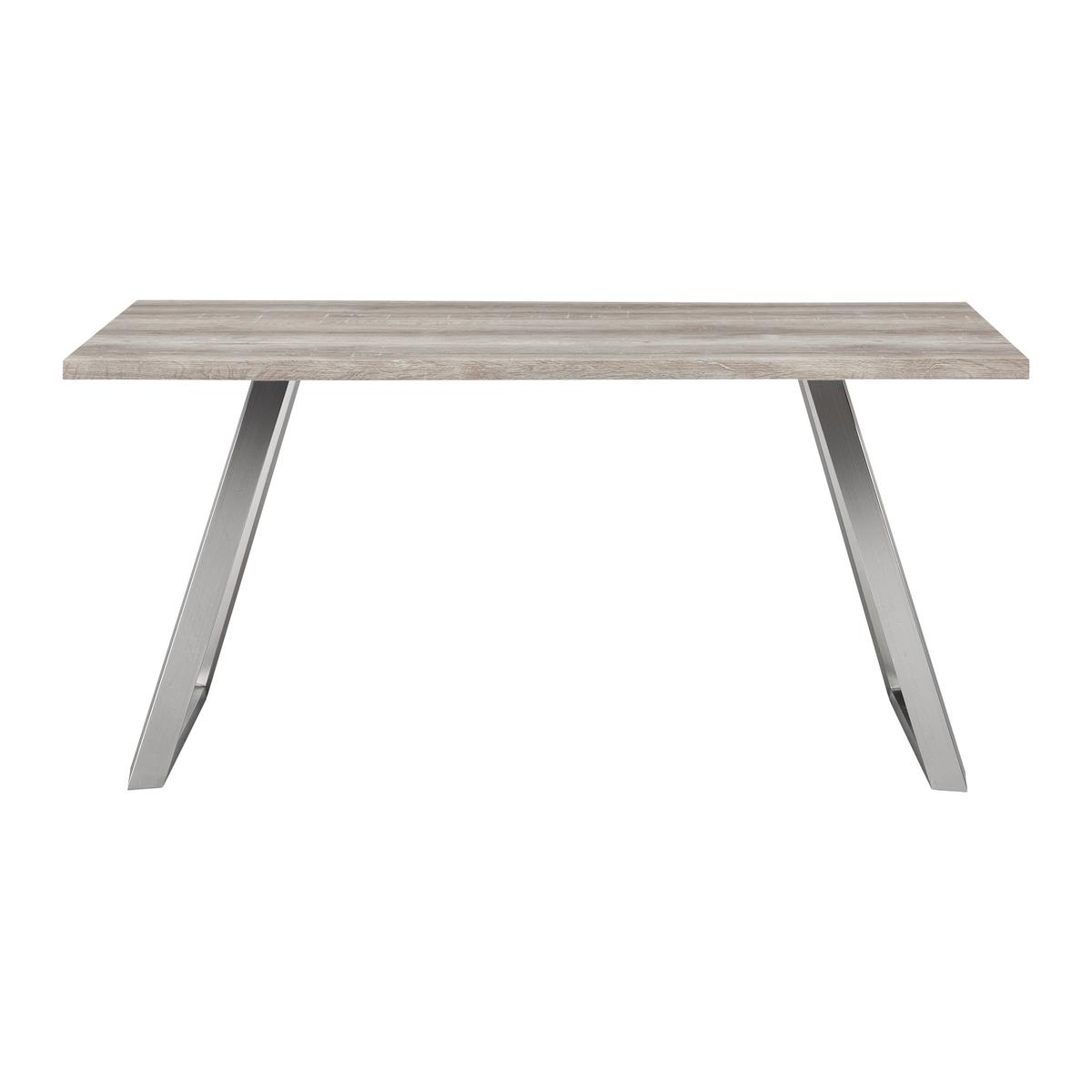 Esstisch Holz "Melani", ca. 160x90 cm, Eiche - Edelstahlfarben/Eichefarben, Modern, Holzwerkstoff/Metall (160/90/76cm) - Bessagi Home